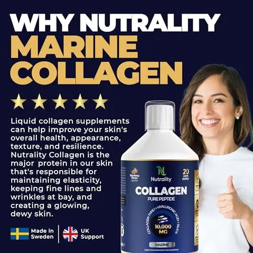 Nutrality Marine Collagen Sugar Free Liquid | Peptides, Hyaluronic Acid, Silica, Biotin, 10000mg Type 1 Nutrality Au supplements