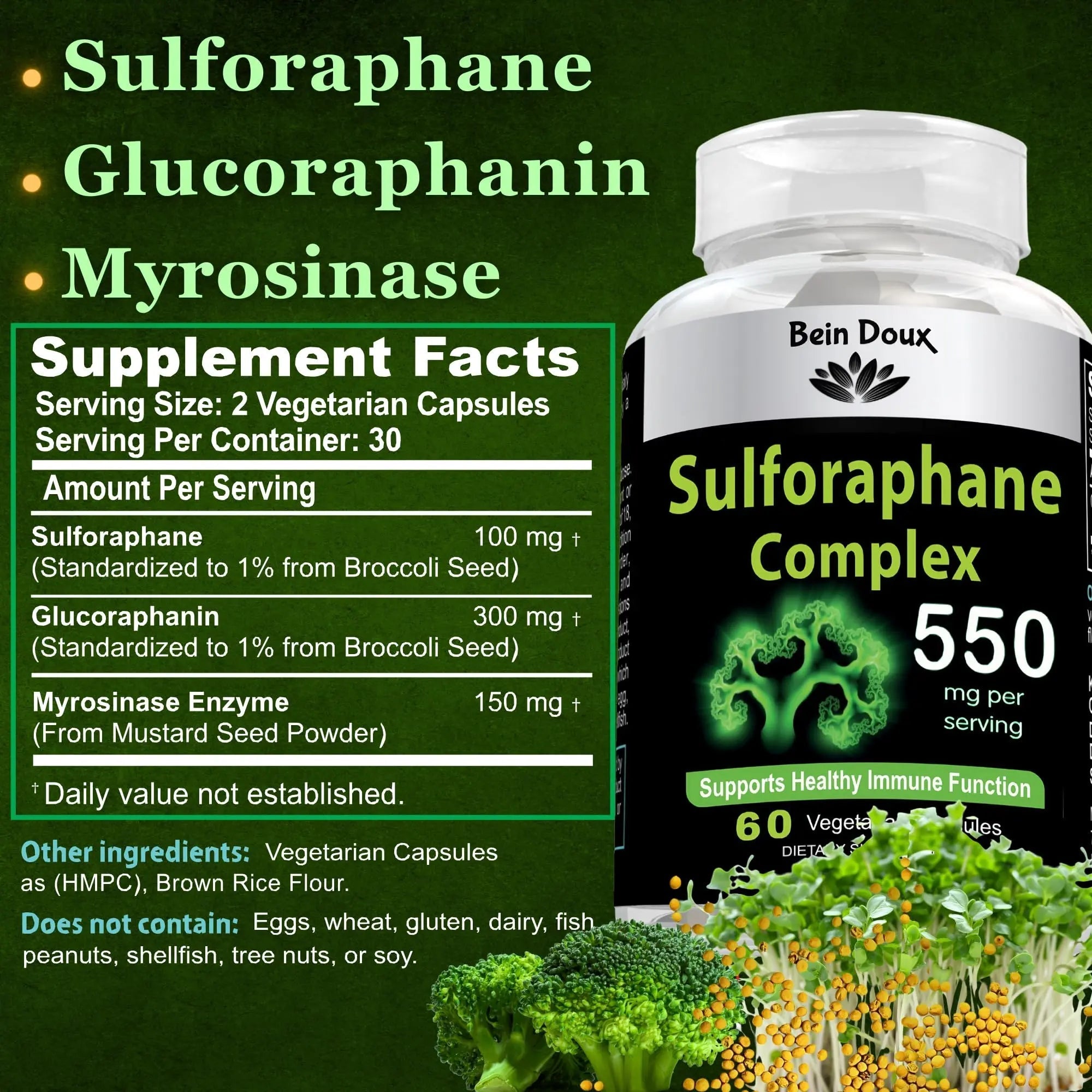 550mg Sulforaphane Supplement with Glucoraphanin and Myrosinase | Broccoli Supplemen - TrustMedUSA