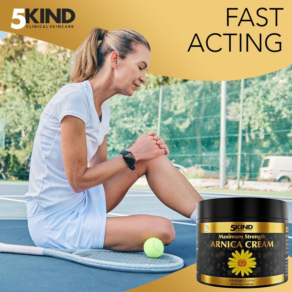 5kind Extra Strong Arnica Cream for Bruising and Swelling 10.1 Fl Oz - Arnica Bruise Cream Extra Strength Fast Healing Thin Skin - High Concentration Arnica Montana Extract for Bruises-Natural Formula - TrustMedUSA