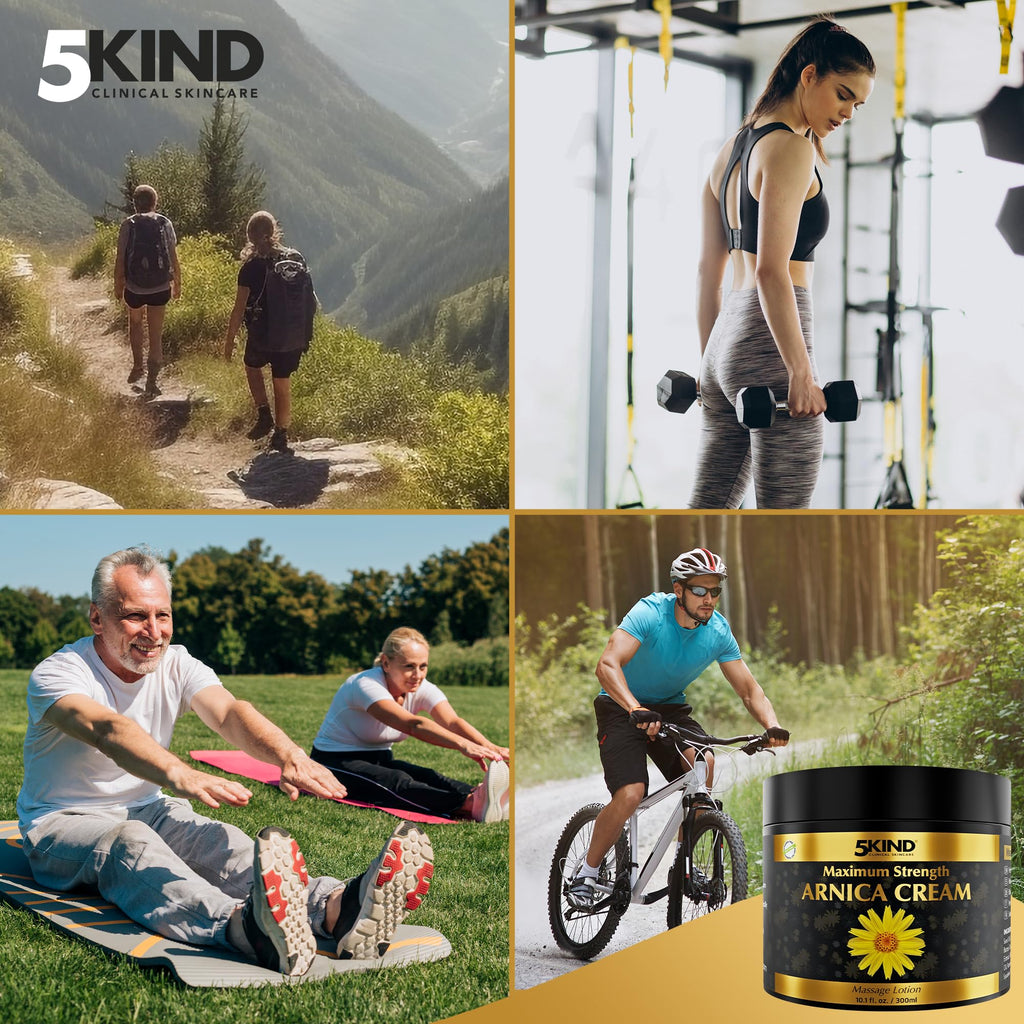 5kind Extra Strong Arnica Cream for Bruising and Swelling 10.1 Fl Oz - Arnica Bruise Cream Extra Strength Fast Healing Thin Skin - High Concentration Arnica Montana Extract for Bruises-Natural Formula - TrustMedUSA