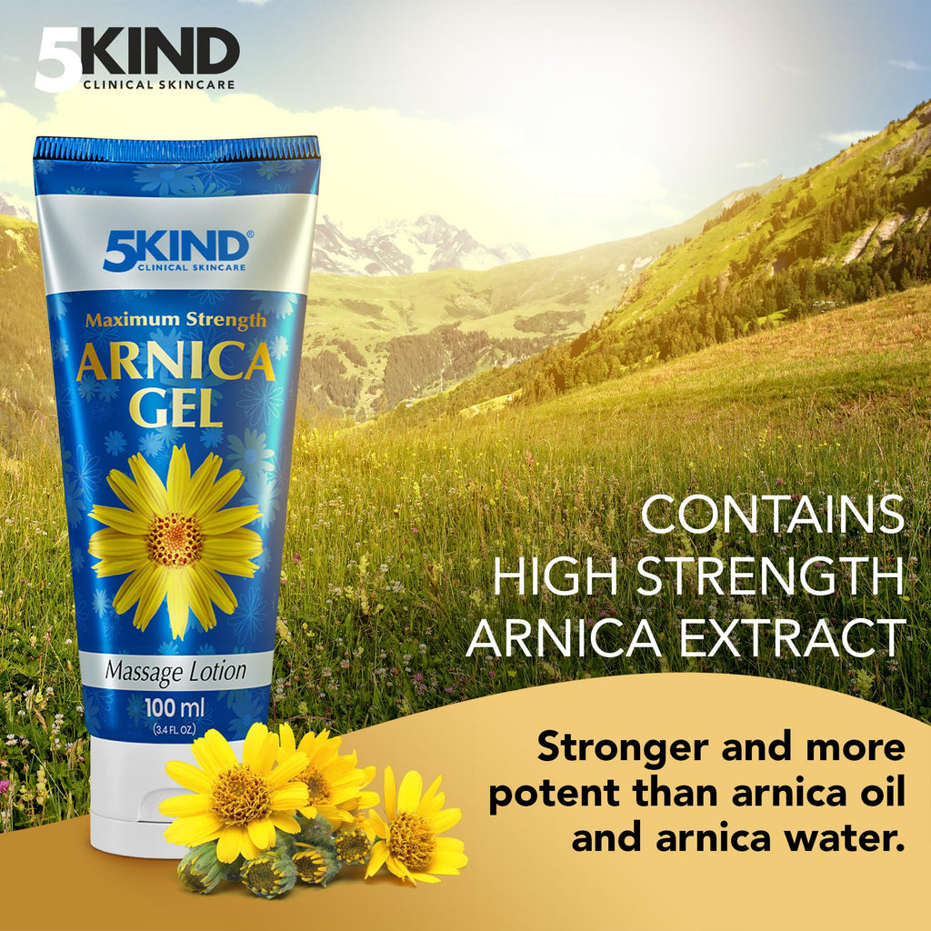 5kind Maximum Strength Arnica Bruise Gel 3.4 Fl Oz - Arnica Gel for Bruising and Swelling - Arnica Montana Gel with High Concentration Extract - Non-Greasy Formula - TrustMedUSA