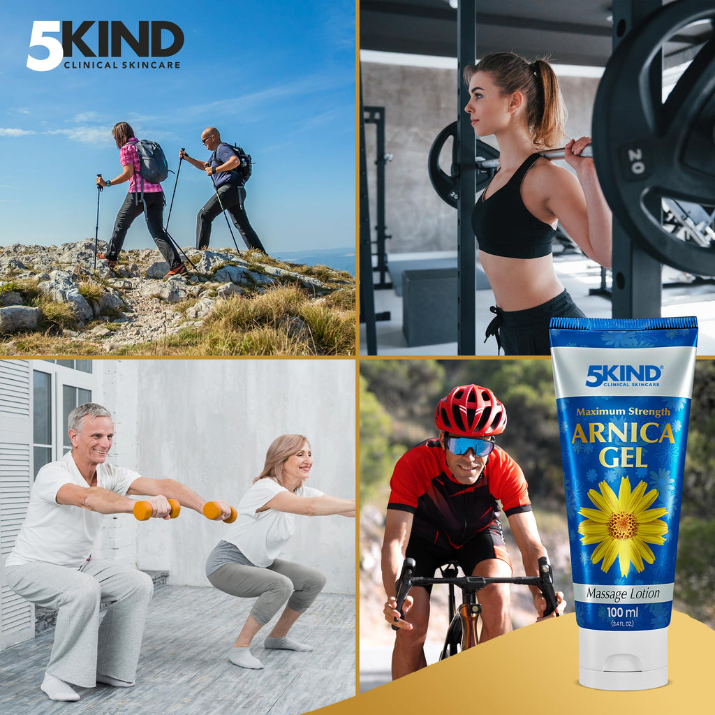 5kind Maximum Strength Arnica Bruise Gel 3.4 Fl Oz - Arnica Gel for Bruising and Swelling - Arnica Montana Gel with High Concentration Extract - Non-Greasy Formula - TrustMedUSA