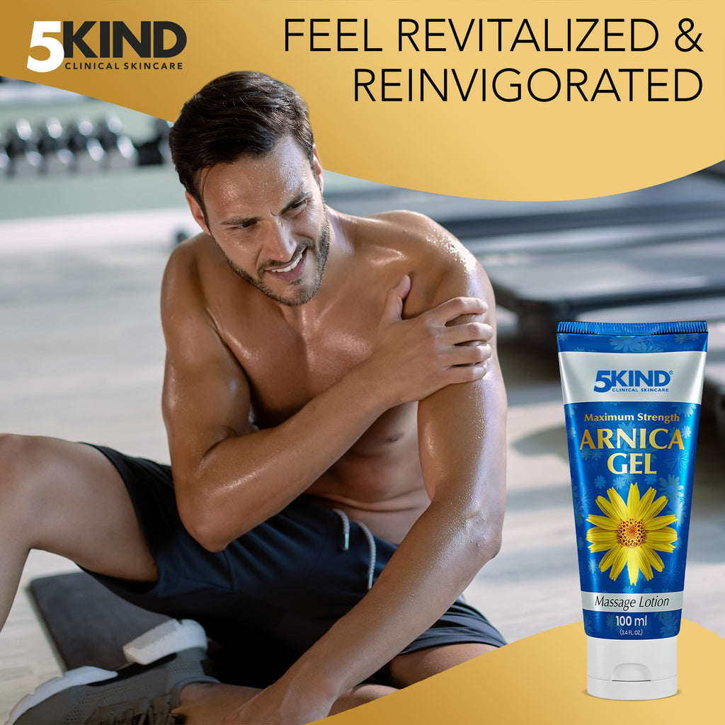 5kind Maximum Strength Arnica Bruise Gel 3.4 Fl Oz - Arnica Gel for Bruising and Swelling - Arnica Montana Gel with High Concentration Extract - Non-Greasy Formula - TrustMedUSA