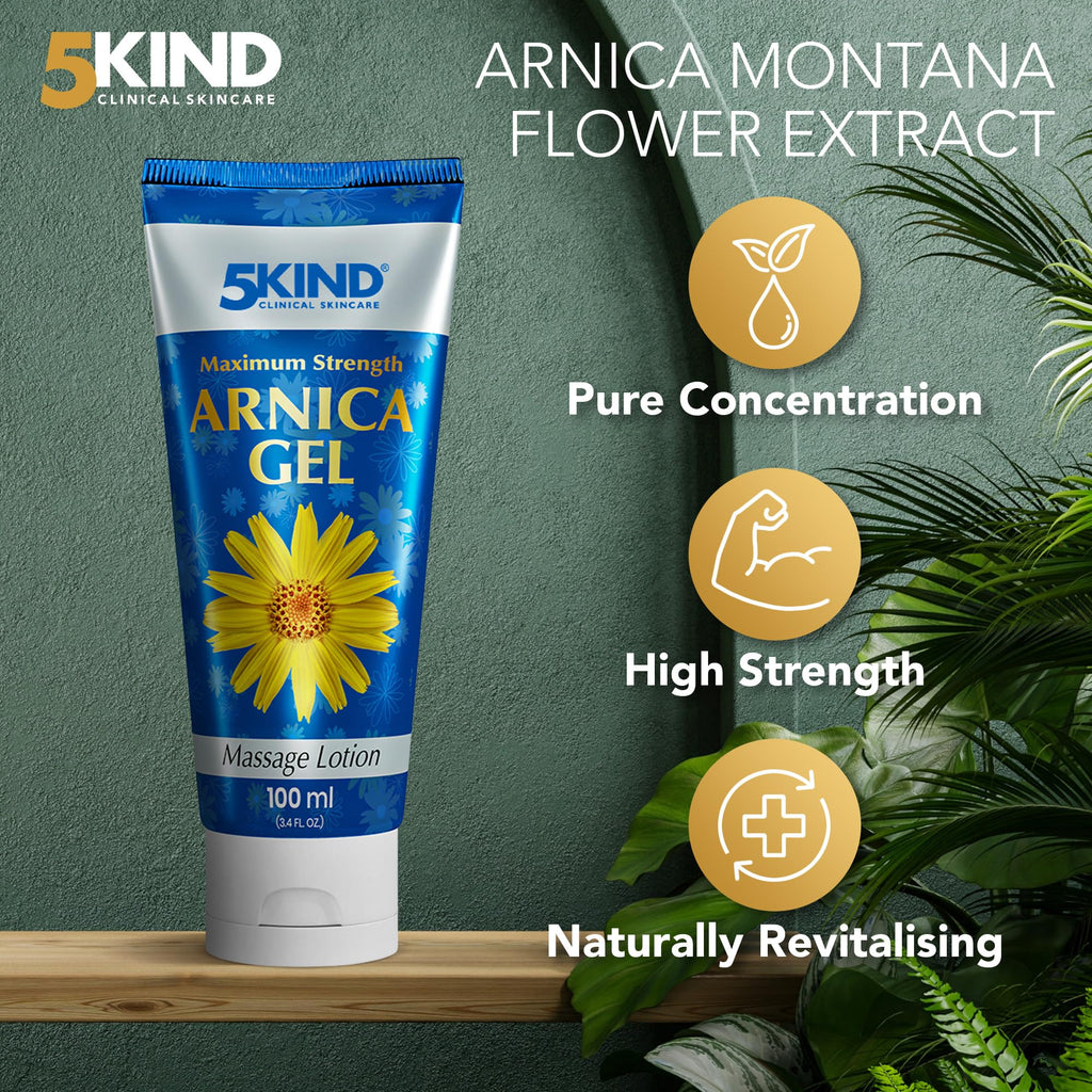 5kind Maximum Strength Arnica Bruise Gel 3.4 Fl Oz - Arnica Gel for Bruising and Swelling - Arnica Montana Gel with High Concentration Extract - Non-Greasy Formula - TrustMedUSA