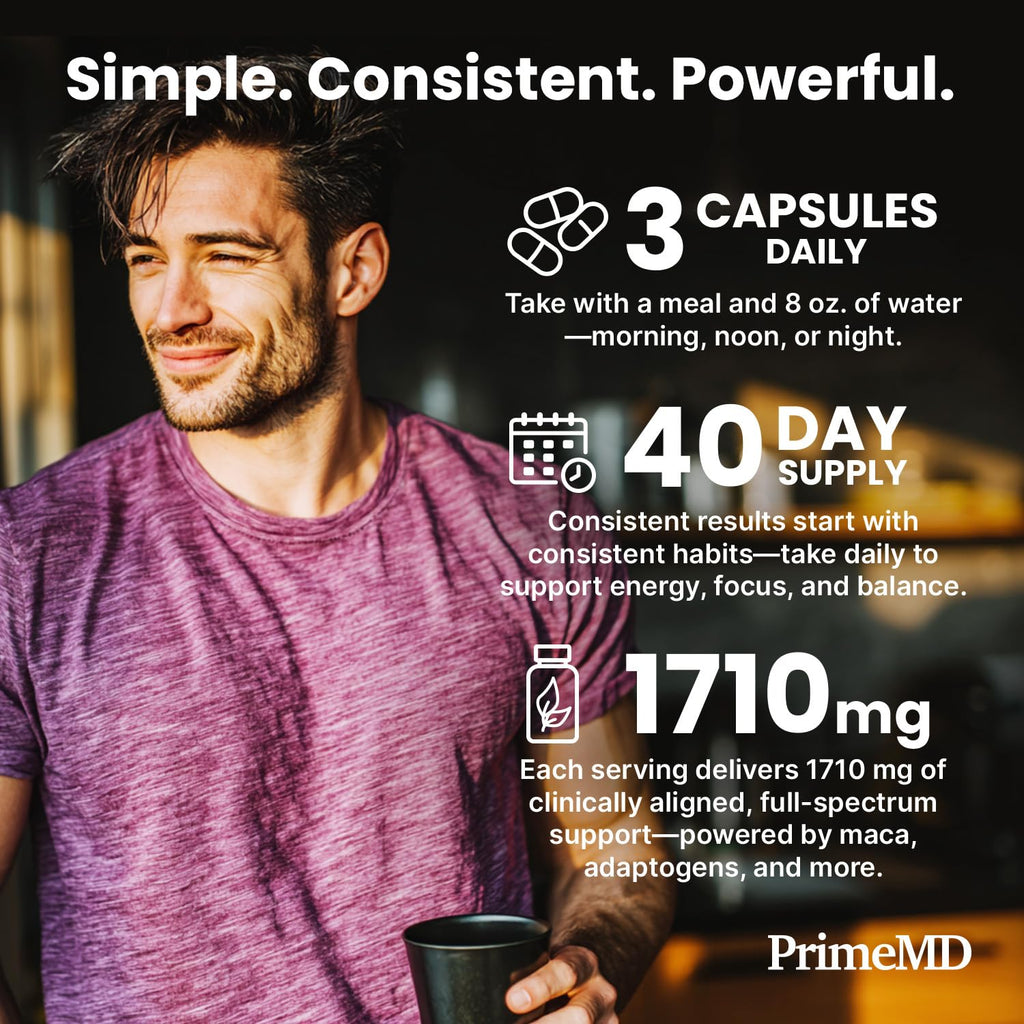 6-in-1 Organic Maca Root Ashwagandha Capsules 1710mg with DHEA and Black Pepper Fruit Extract for Women and Men - Black Maca Supplement for Stamina, Bone and Mood Support Supplement, 120ct (Pack of 3) - TrustMedUSA