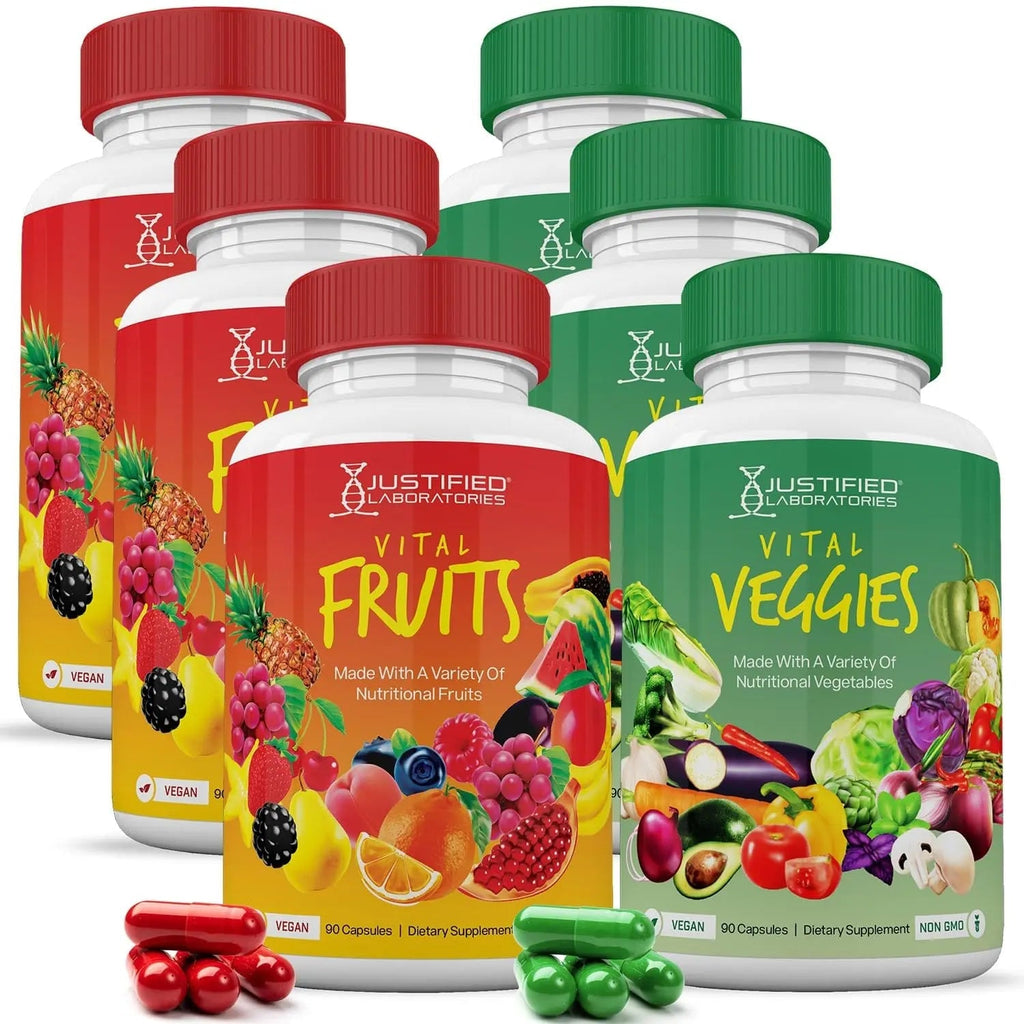 (6 Pack) Vital Fruits and Veggies Supplement Whole Food Red & Green Superfoods - TrustMedUSA