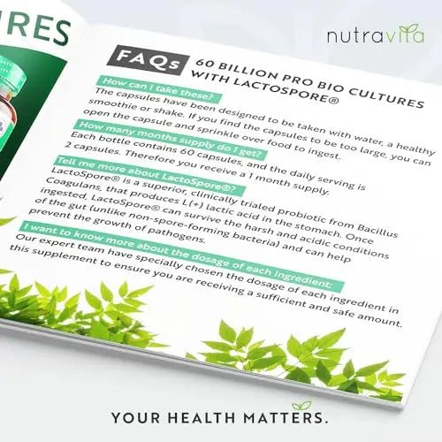 60 Billion CFU Probiotic Cultures - Scientifically Backed Lactospore® for Good Gut Flora - TrustMedUSA