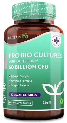 60 Billion CFU Probiotic Cultures - Scientifically Backed Lactospore® for Good Gut Flora - TrustMedUSA