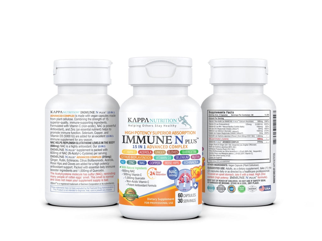 (60 Capsules), NAC 600mg, Quercetin 1,000mg, Vitamin C 500mg, Zinc 50mg, Vitamin D3 5,000iu, Selenium, Copper, Acerola, Ginger, Rutin, Citrus Bioflavonoids, Rose Hips, Echinacea, Immune N Plus 15 in 1 - Maple Wellness Supplements