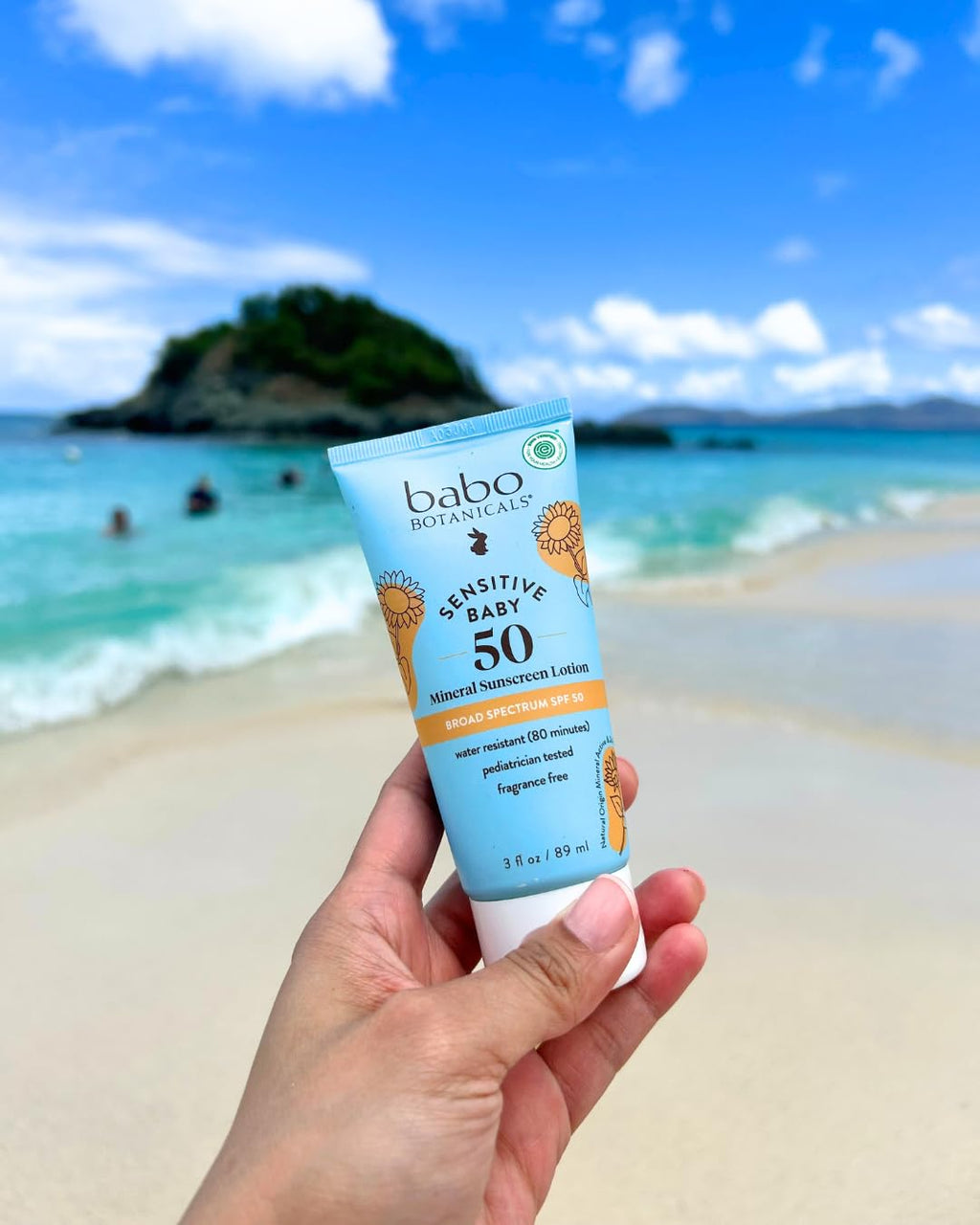 Babo Botanicals Sensitive Baby Mineral Sunscreen Lotion SPF50 - Natural Zinc Oxide - Face & Body - Fragrance-Free - Water-Resistant
