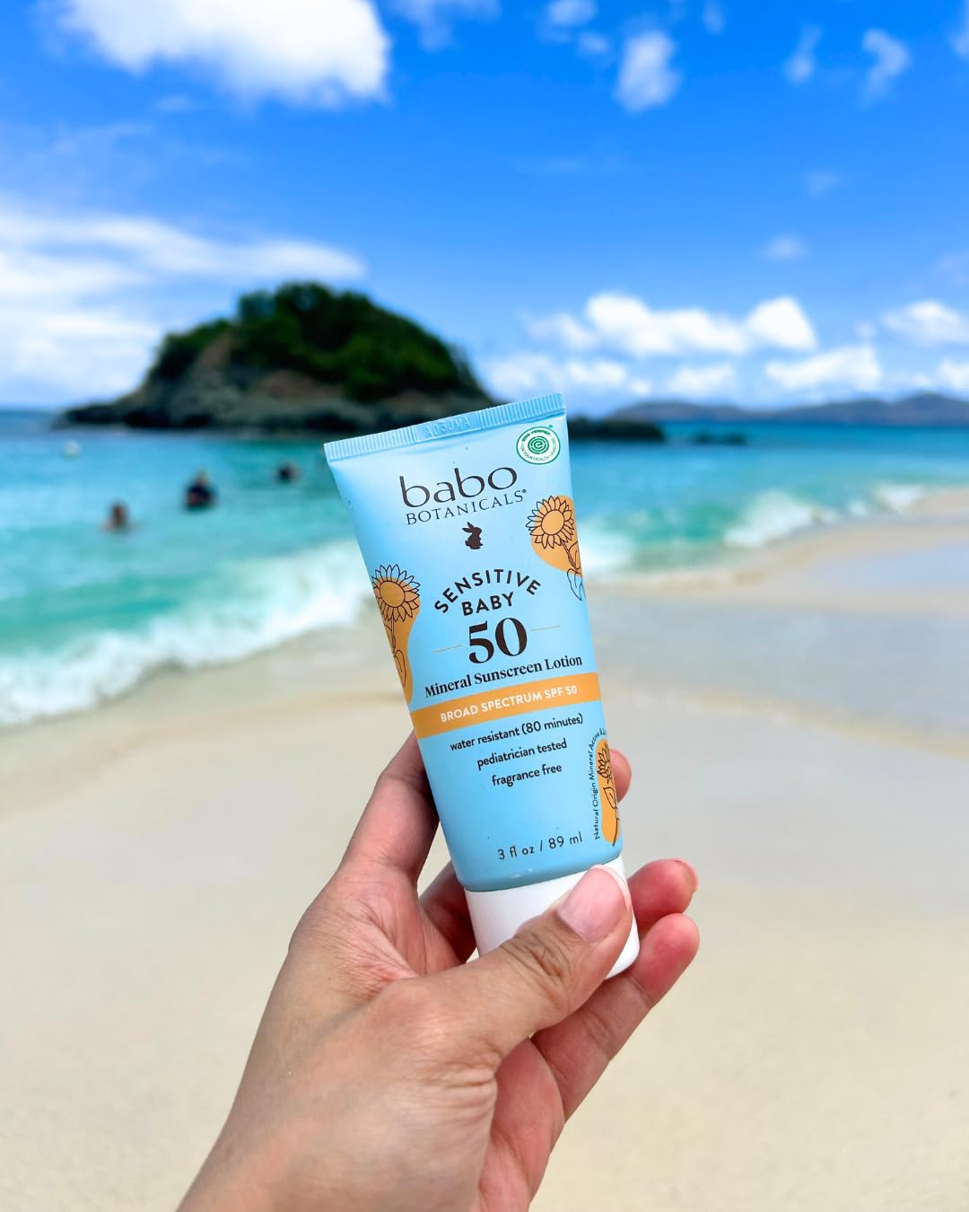 Babo Botanicals Sensitive Baby Mineral Sunscreen Lotion SPF50 - Natural Zinc Oxide - Face & Body - Fragrance-Free - Water-Resistant