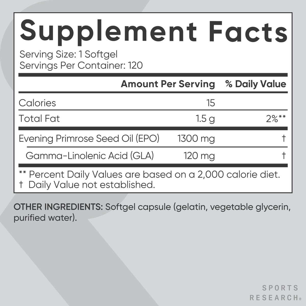 Sports Research Evening Primrose Supplement from Cold Pressed Oil - Softgels for Women’s Health & Skin Health - Gluten Free & Non-GMO GLA - High Potency 1300mg, 120 Count Sports Research Au supplements