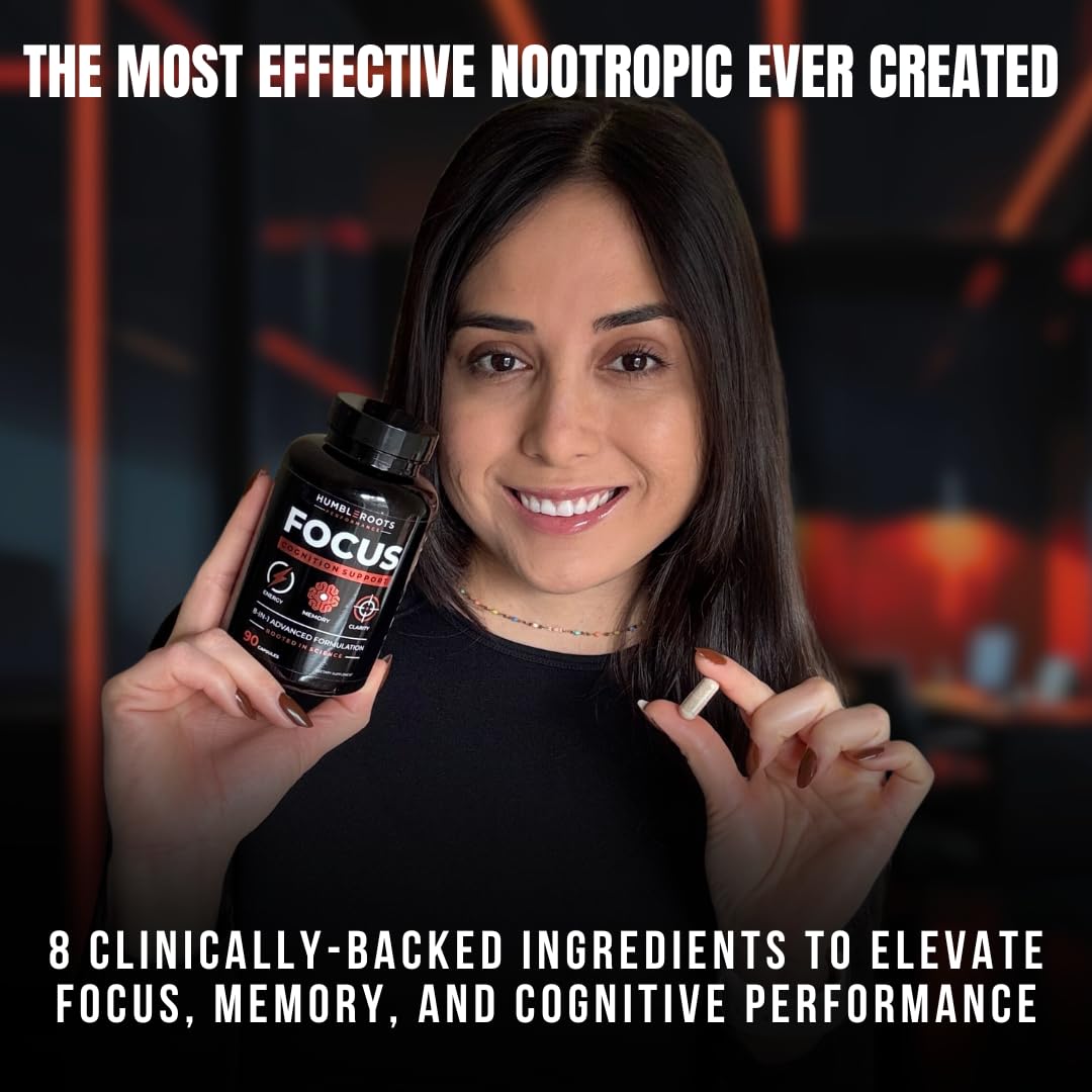 Advanced Nootropic Brain Supplement for Energy, Memory, & Focus | Lion's Mane, Caffeine, L-Theanine, and 5 Additional All-Natural Ingredients to Improve Cognitive Health (90 Capsules) HUMBLEROOTS PERFORMANCE Au supplements