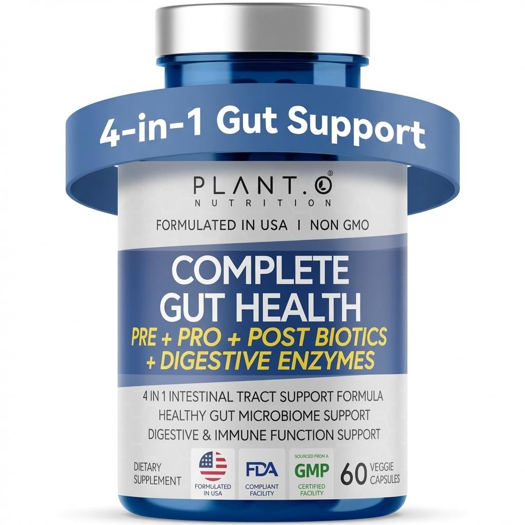 4-in-1 Gut Health Support – Prebiotics + Probiotics + Postbiotics + Digestive Enzymes – DE111 Spore Probiotic for Digestive Support & Bloating