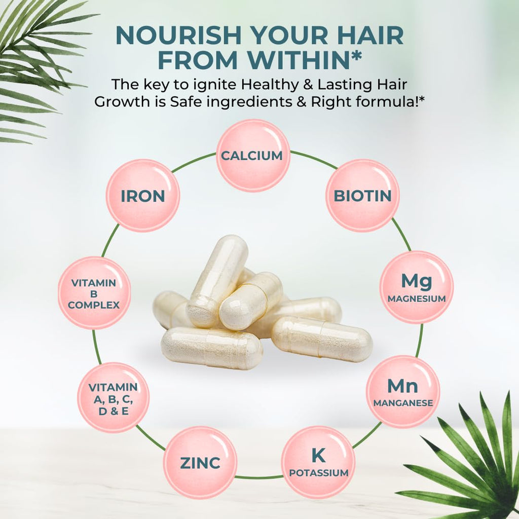 VITAL NUTRITIVE Vital Hair Complex – Biotin & Vitamin B Hair Vitamins for Women & Men – Supports Healthy Hair, Skin & Nails – Hormone-Free, Gluten-Free
