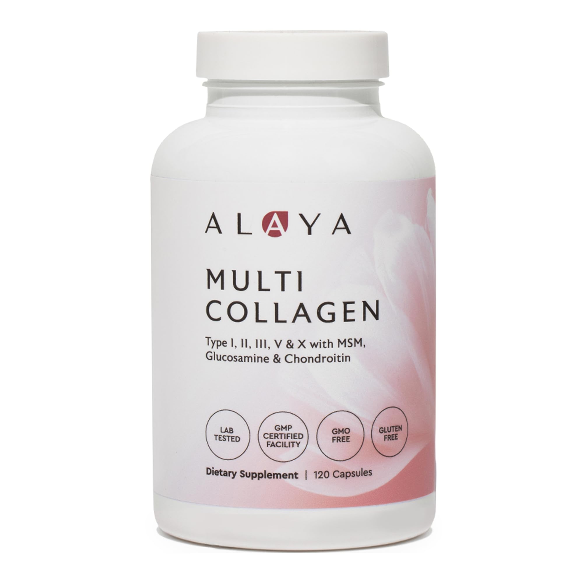 Alaya Naturals Hydrolyzed Multi Collagen Peptides Protein Capsules - Type I, II, III, V, X Grass-Fed Bovine, Chicken, Marine Collagen Supplement with MSM