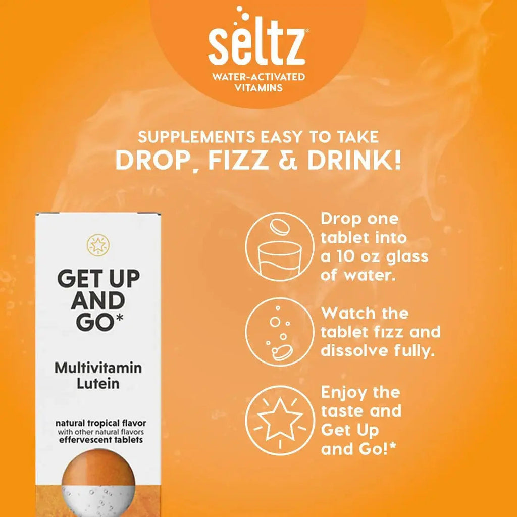 Seltz® Get Up and Go – Effervescent Multivitamin with Lutein for Daily Energy, Eye Health & Antioxidant Support Seltz Au supplements