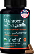 USDA Organic Lions Mane Supplement Capsules with Ashwagandha, Chaga, Reishi, Cordyceps, Turkey Tail (18,600mg/serv) 10x Adaptogenic Mushroom Complex as Focus Supplement - Energy, Immunity & Nootropic Etta Vita Au supplements
