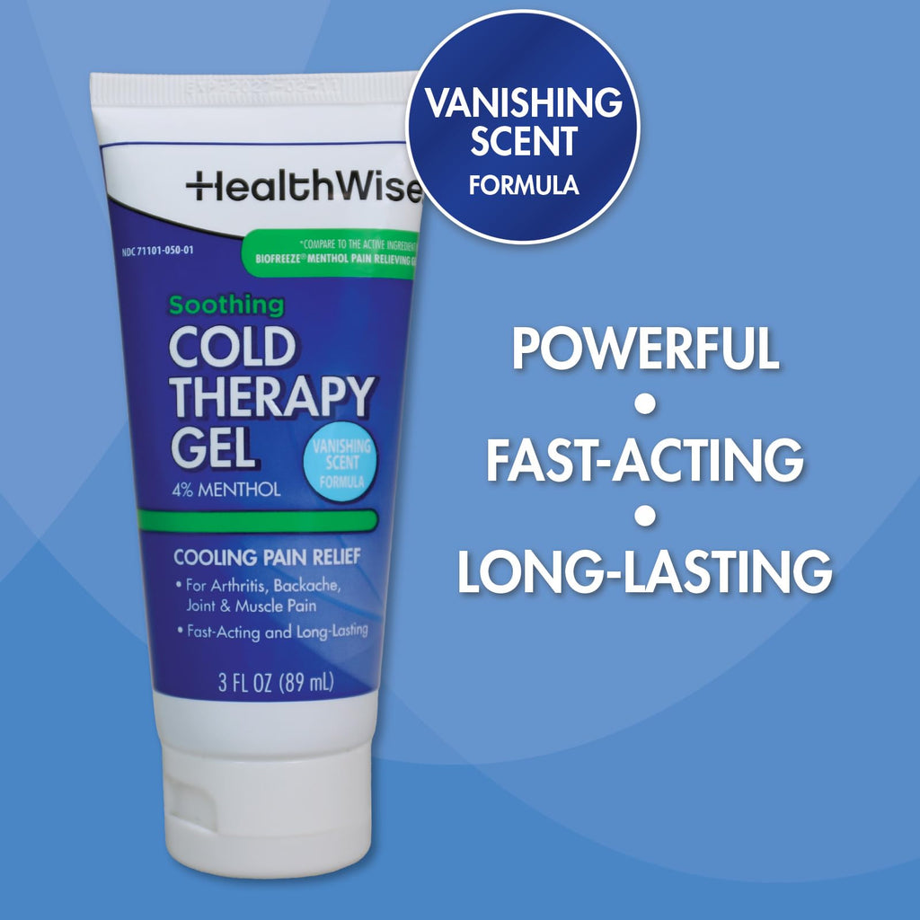 HealthWise Soothing Cold Therapy Gel | 4% Menthol | Vanishing Scent | 3.0 Oz | Arthritis Pain Relief | Topical Analgesic HealthWise Au supplements