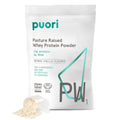 Puori Whey Protein Powder, Bourbon Vanilla - PW1 Pasture-Raised, Grass-Fed Whey Protein Powder Drink Mix containing BCAA Amino Acids - Post-Workout Supplement