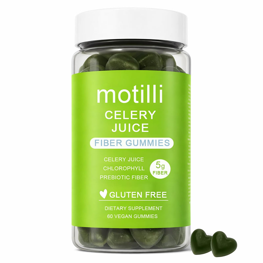 zdiwond Motilli Celery Juice Fiber Gummies, with Prebiotic Fiber and Botanical Ingredients, 60 Count