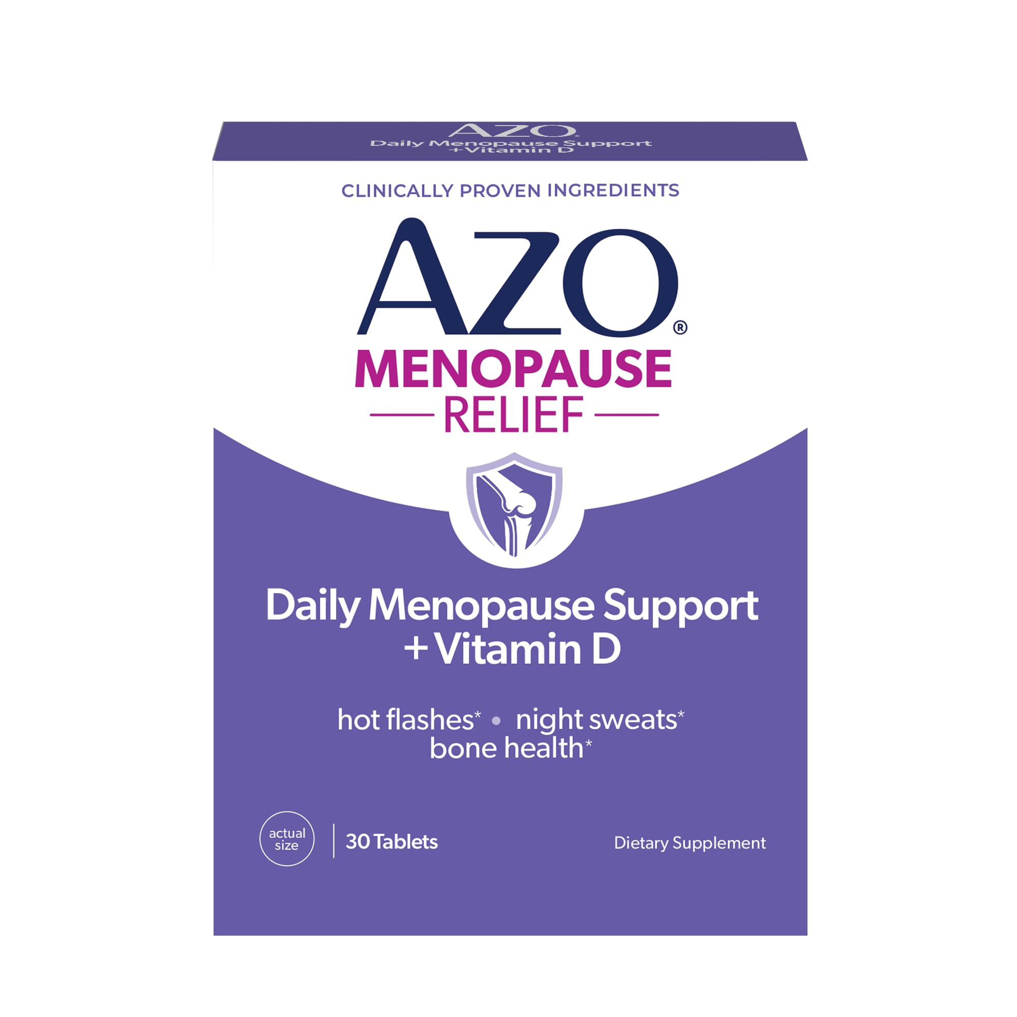 AZO® Daily Menopause Relief + Vitamin D to Support Strong Bones, Menopause Supplements for Women, Reduces Hot Flashes and Night Sweats* - 30 Count AZO Au supplements