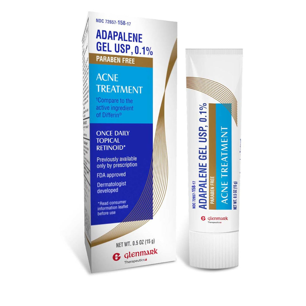 Glenmark Therapeutics Adapalene Gel 0.1% Acne Treatment, Paraben Free Topical Retinoid Cream for Face