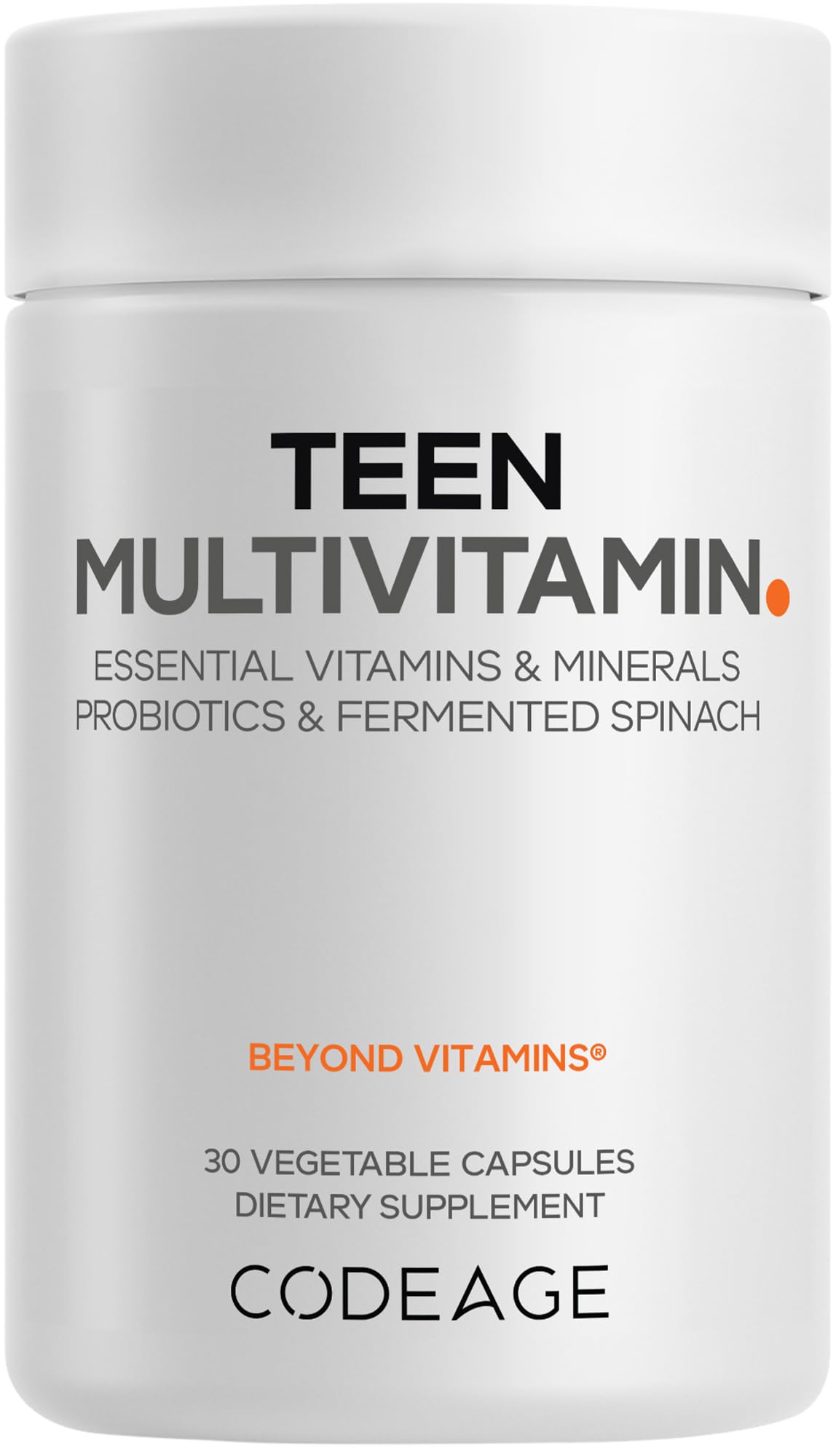 Codeage Teen Multivitamin - Vitamins A, C, D3, B6, B12, Folate, Zinc, Magnesium, Iron, Probiotics, Fermented Spinach - Multivitamins for Teenage Boys and Girls - Non-GMO, Gluten-Free - 30 Capsules Codeage Au supplements