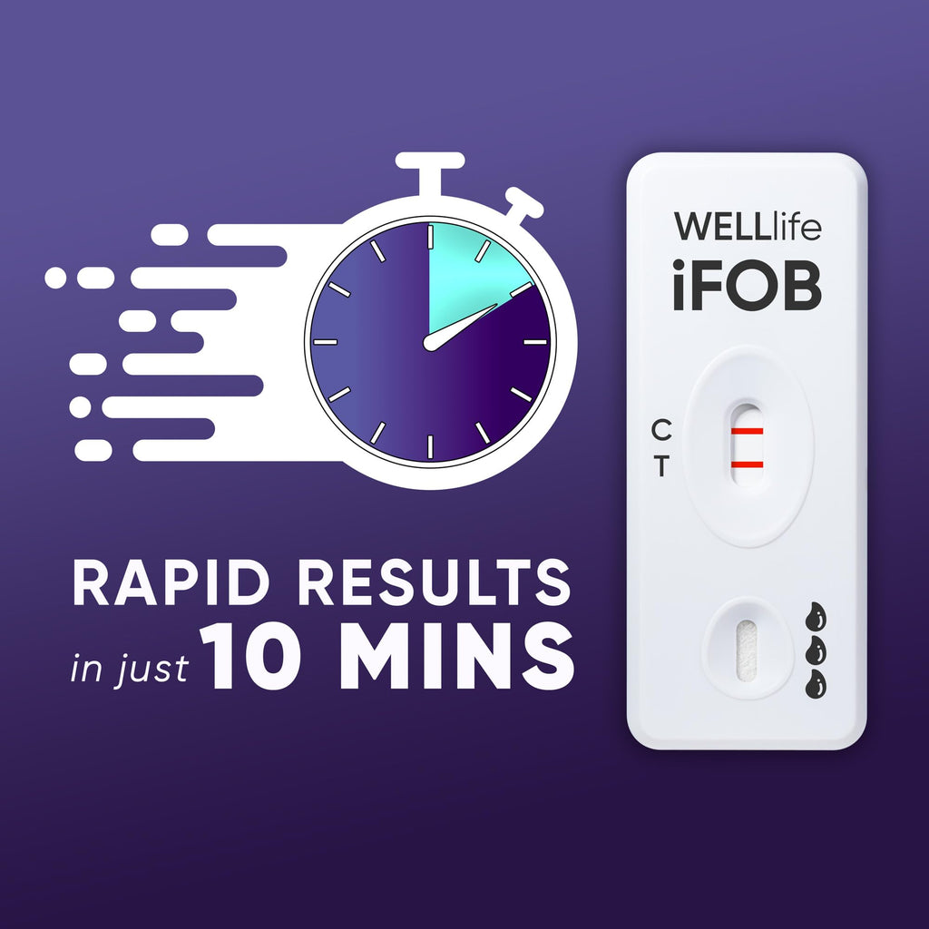 WELLlife iFOB Immunochemical Fecal Occult Blood Test, Colon Screening Test Kit Stool Test at Home Easy to Use, 1 Test Detect Hidden Blood in 10 Minutes FOB Test for Home WELL LIFE Au supplements