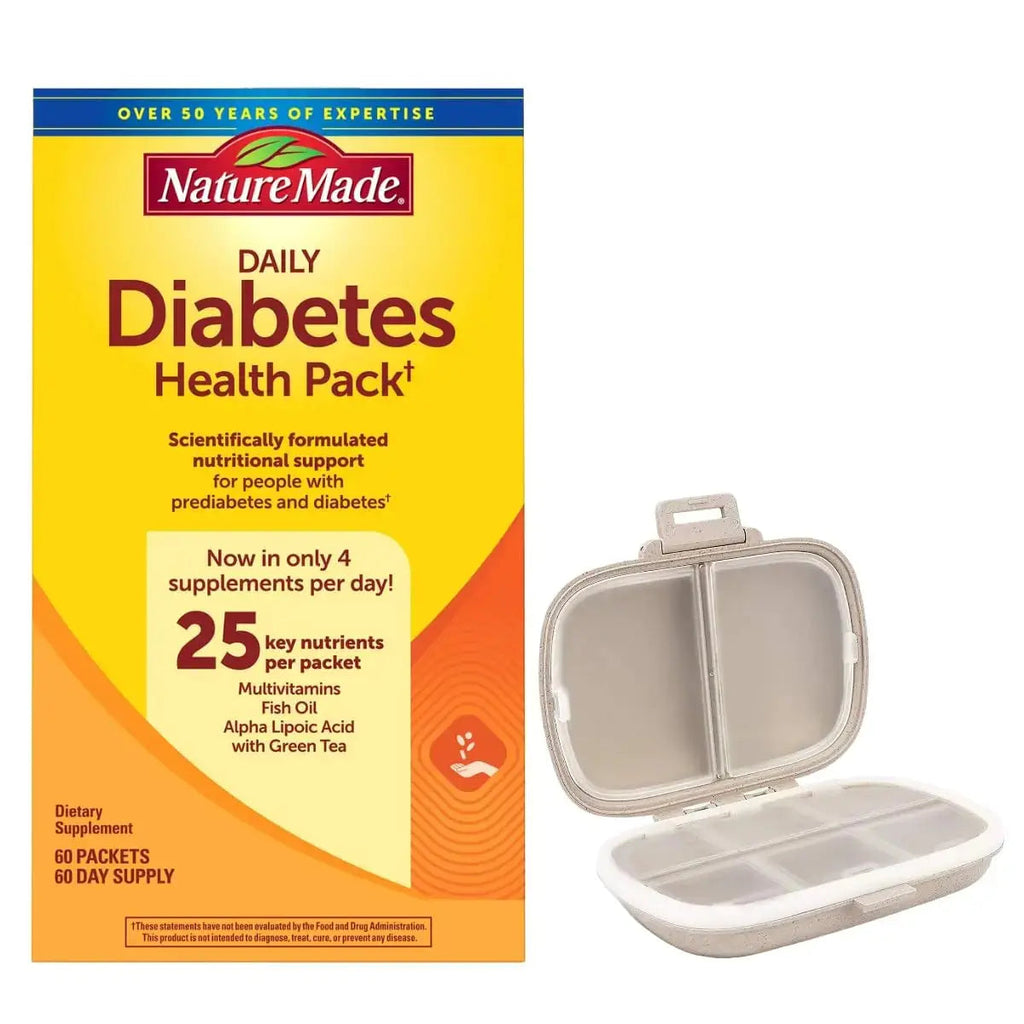 Nature Made Daily Diabetes Health Pack, Dietary Supplement for Nutritional Support, 60 Packets Bundle with a Pill oragnizer (2 Items) Nature Made Au supplements