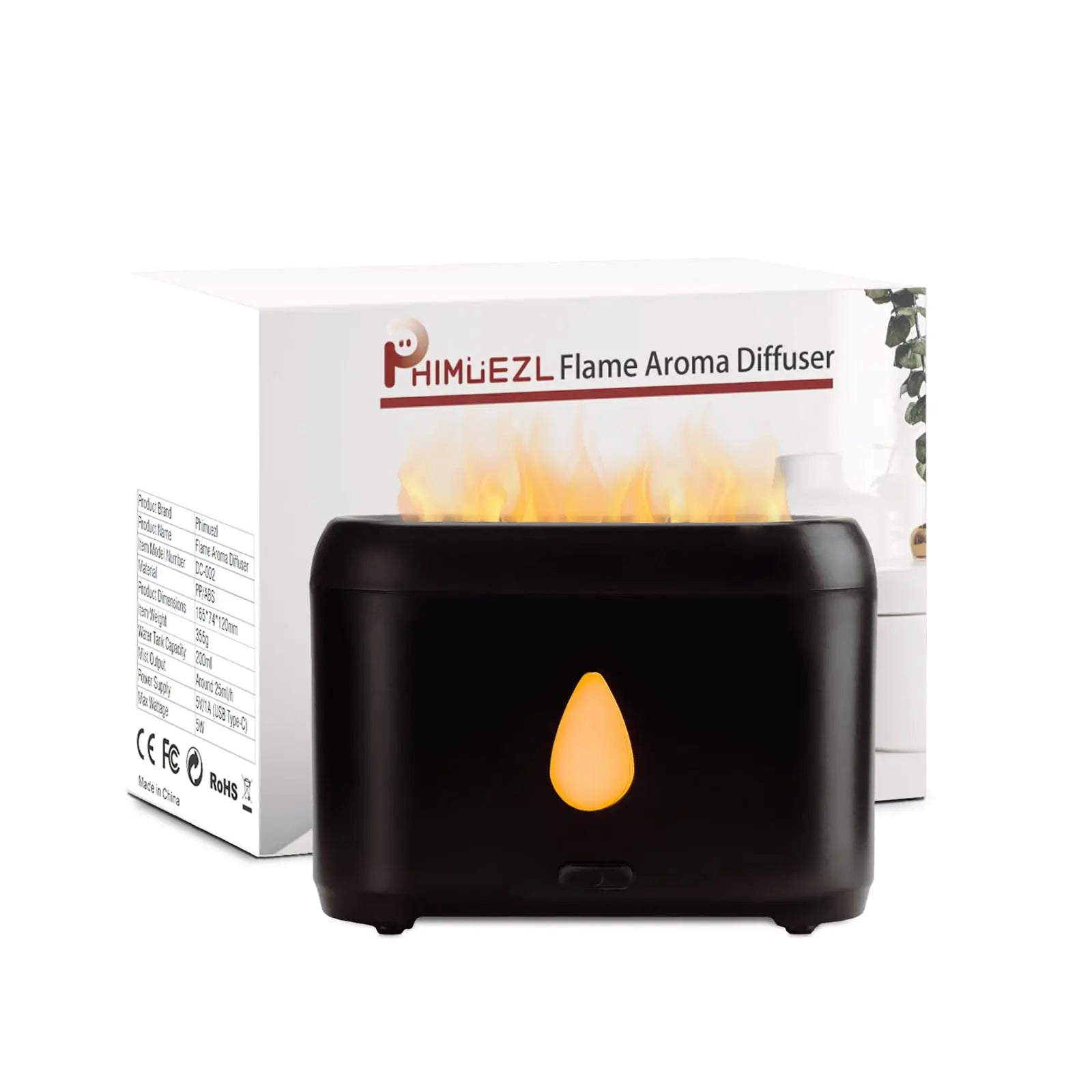 200ml Small Ultrasonic Aroma Diffusers with Flame Light (Black) Phimuezl Au supplements