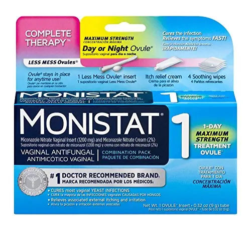 Monistat Combination Pack with 1-Ovule Insert with Applicator and External Cream Monistat Au supplements