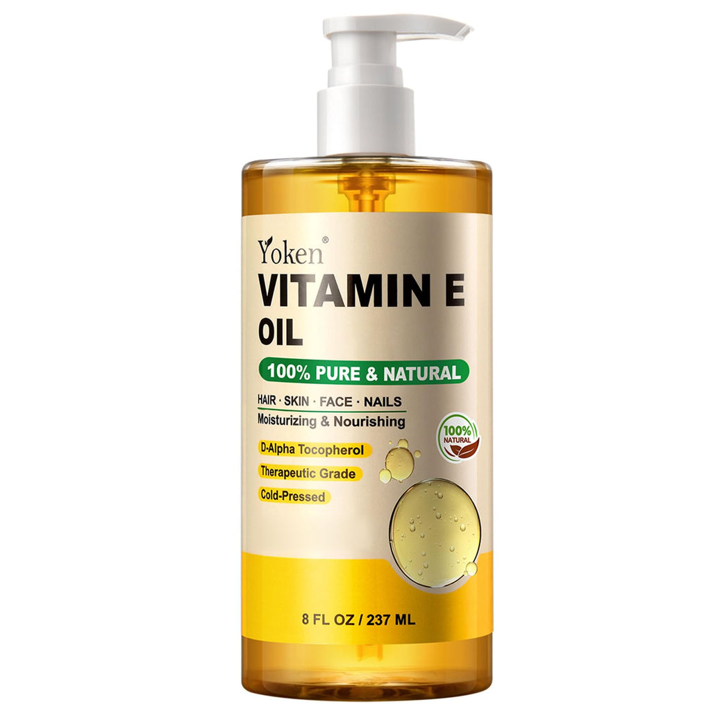 Yoken Vitamin E Oil 8 Oz Vitamin E oil for Skin Vitamine oils for Face Perfect Bath and Body Oil Cold Pressed Hexane