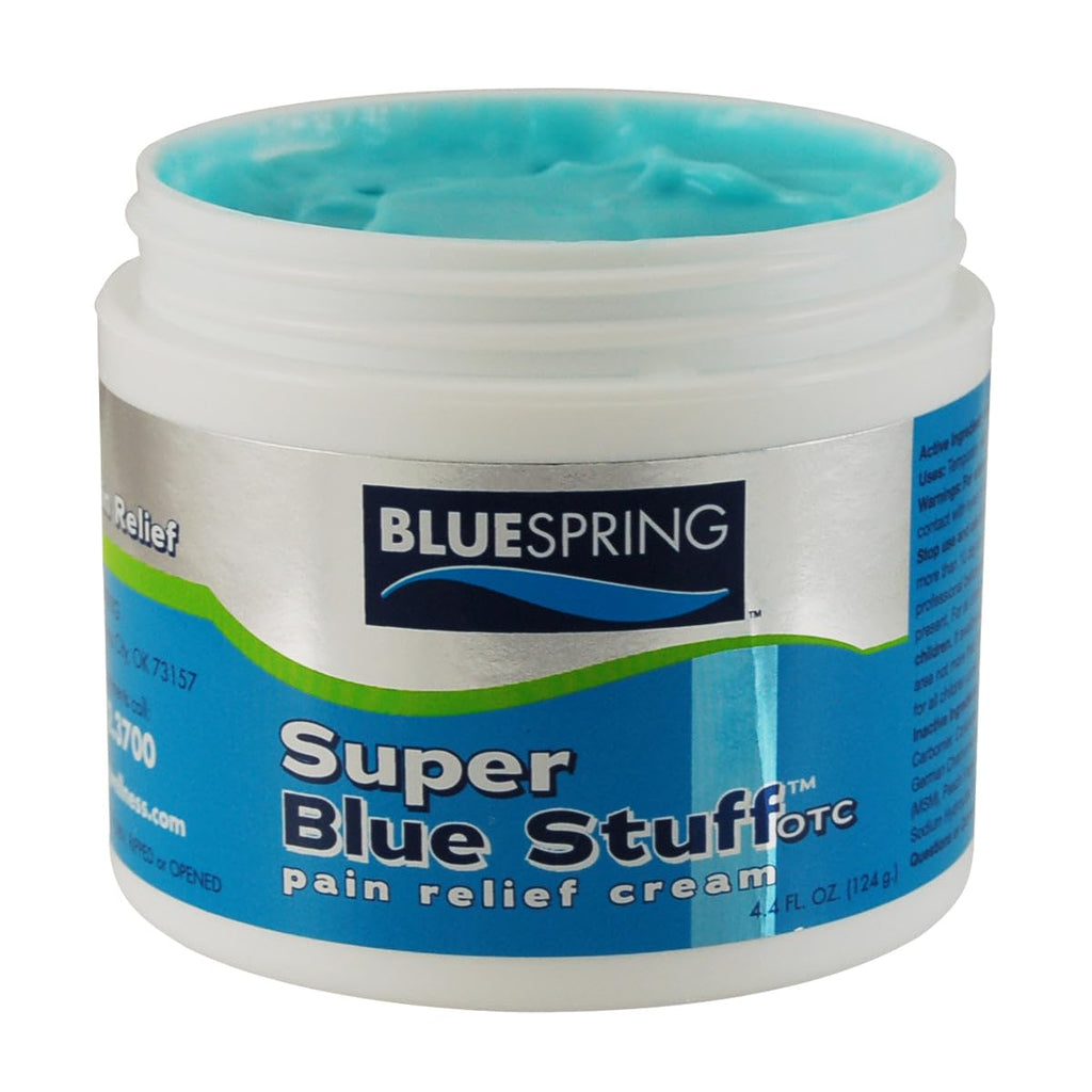 BLUESPRING Pain Relief Cream- Super Blue Stuff with Emu Oil, Arnica, Provides Maximum Arthritis Pain Relief- Anti Inflammatory Cream Goes Deep into the Skin- Great Muscle Rub and Relaxer Cream - 4 oz Emu Therapy Au supplements