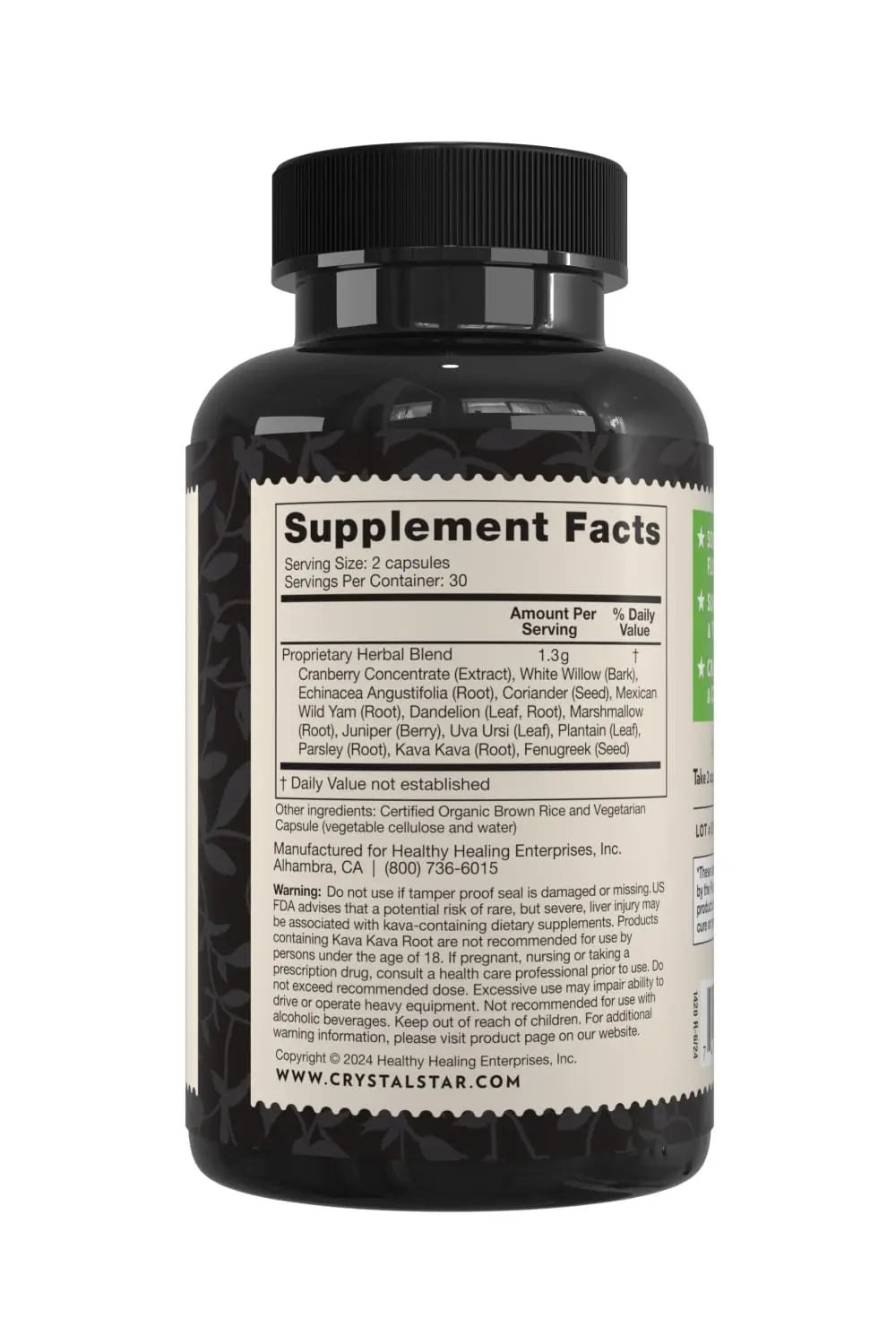 Crystal Star Bladder Support (60 Capsules) – Herbal Supplement for Healthy Bladder Function - Cranberry, Dandelion & Fenugreek - Helps Overactive Bladder and Incontinence - Non-GMO Crystal Star Au supplements