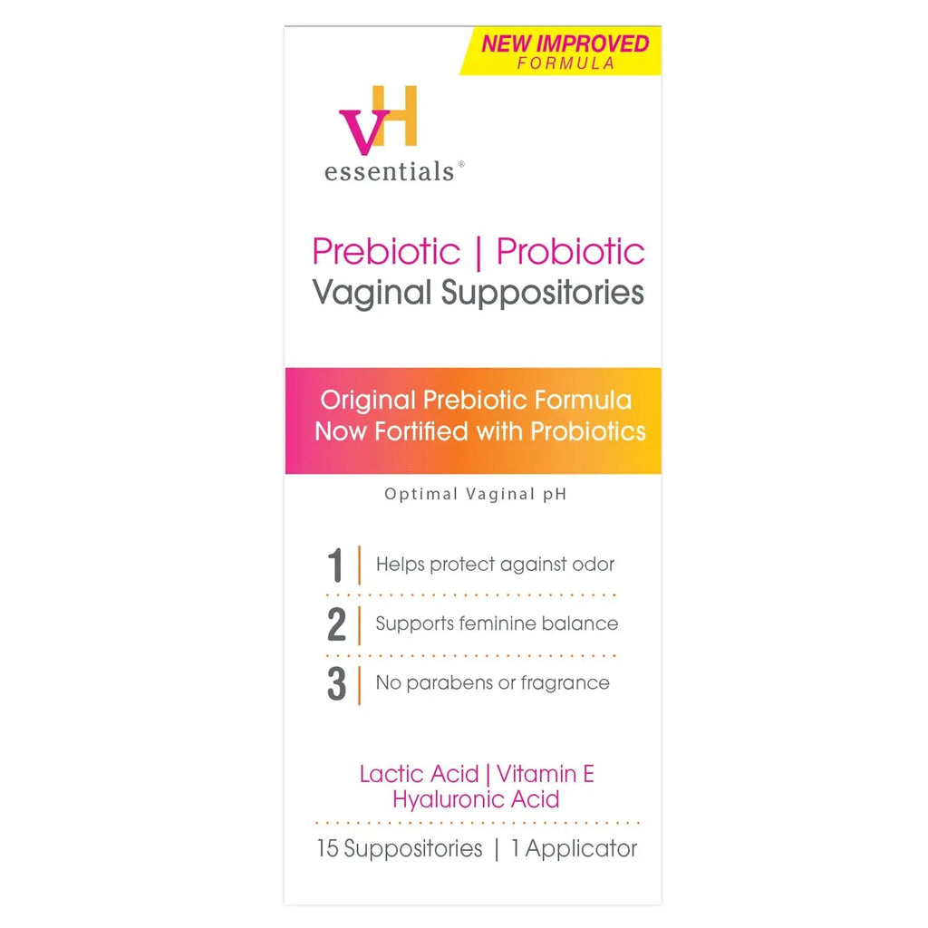 vH essentials Prebiotic PH Balanced Vaginal SuppositoriesBox, Original Version, 15 Count vH essentials Au supplements