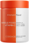 Codeage Whole Food Vitamin C Supplement - Acerola Cherry, Camu Camu, Amla Berry & Rose HIPS Blend - Citrus Bioflavonoids - Instantfood Energy Vitamins - 500mg Vitamin C Pills - Non-GMO - 60 Capsules Codeage Au supplements