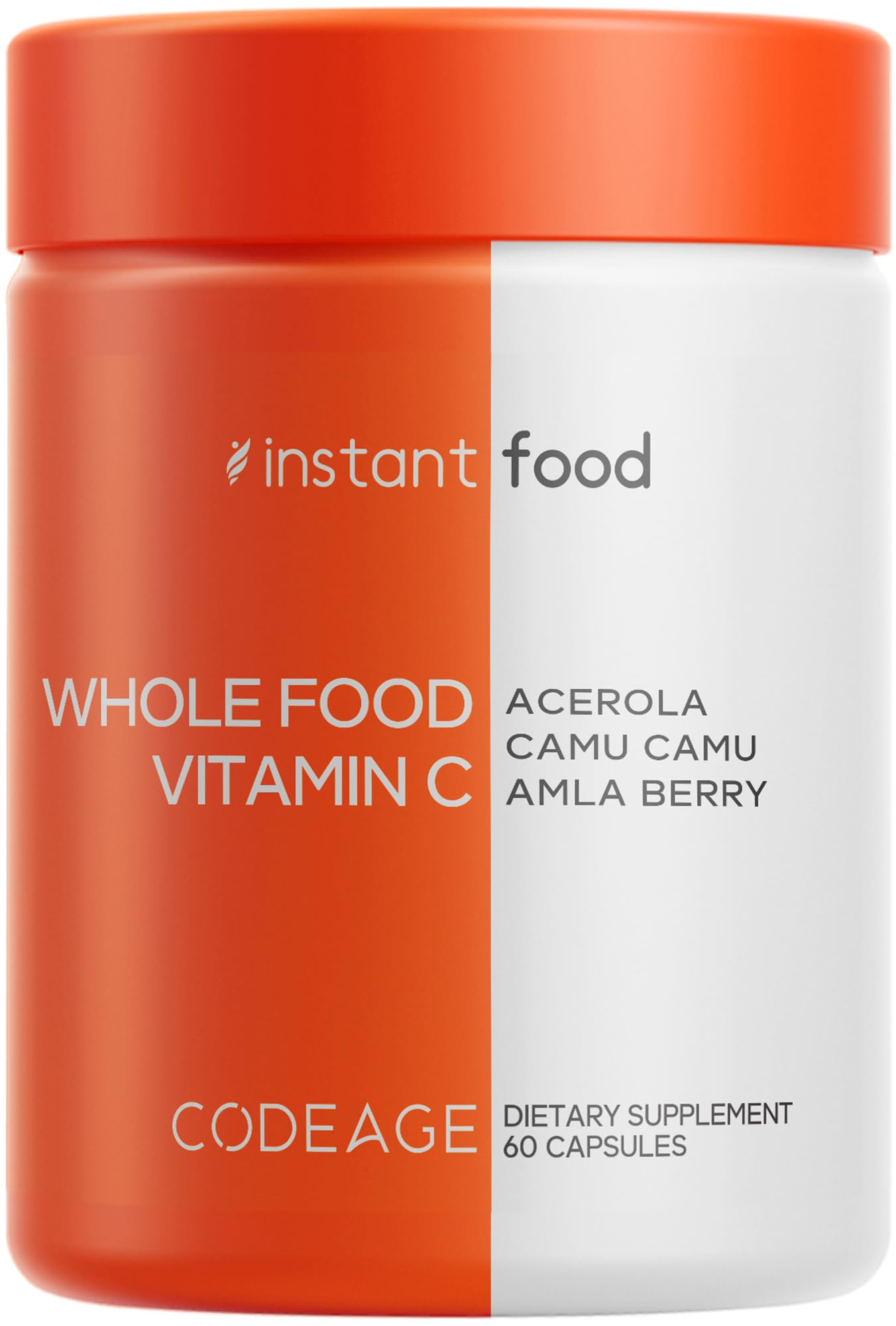 Codeage Whole Food Vitamin C Supplement - Acerola Cherry, Camu Camu, Amla Berry & Rose HIPS Blend - Citrus Bioflavonoids - Instantfood Energy Vitamins - 500mg Vitamin C Pills - Non-GMO - 60 Capsules Codeage Au supplements