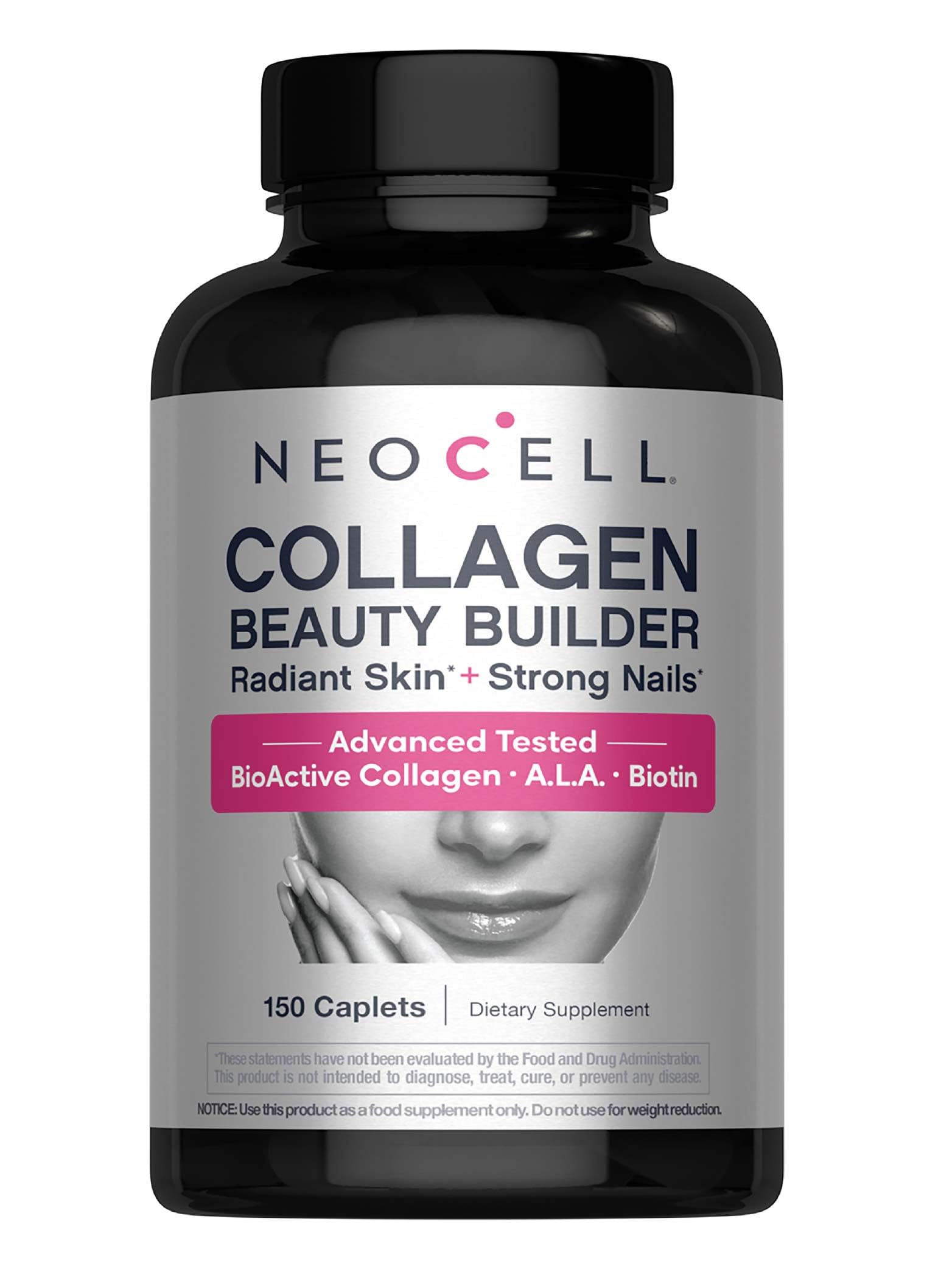 NeoCell Collagen Beauty Builder | 150 Caplets | Grass Fed BioActive Peptides | with Biotin and Hyaluronic Acid | Radiant Skin & Strong Nails Supplement