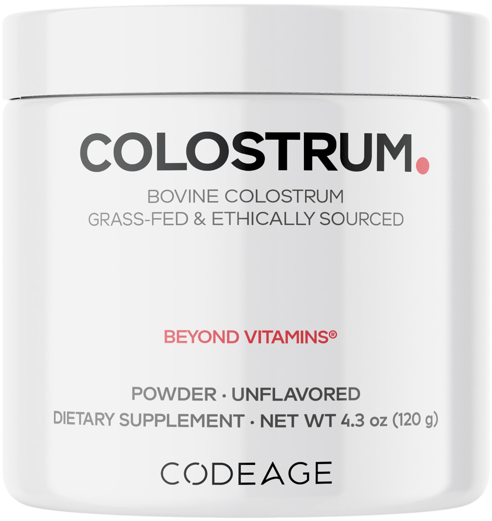 Codeage Bovine Colostrum Powder Supplement 4-Month Supply, 1000mg per Serving, Grass-Fed Ethically Sourced, Immunoglobulin-Rich Prized First Milk, Cold-Chain Pasteurized, Agglomerated, Non-GMO, 4.3 OZ Codeage Au supplements