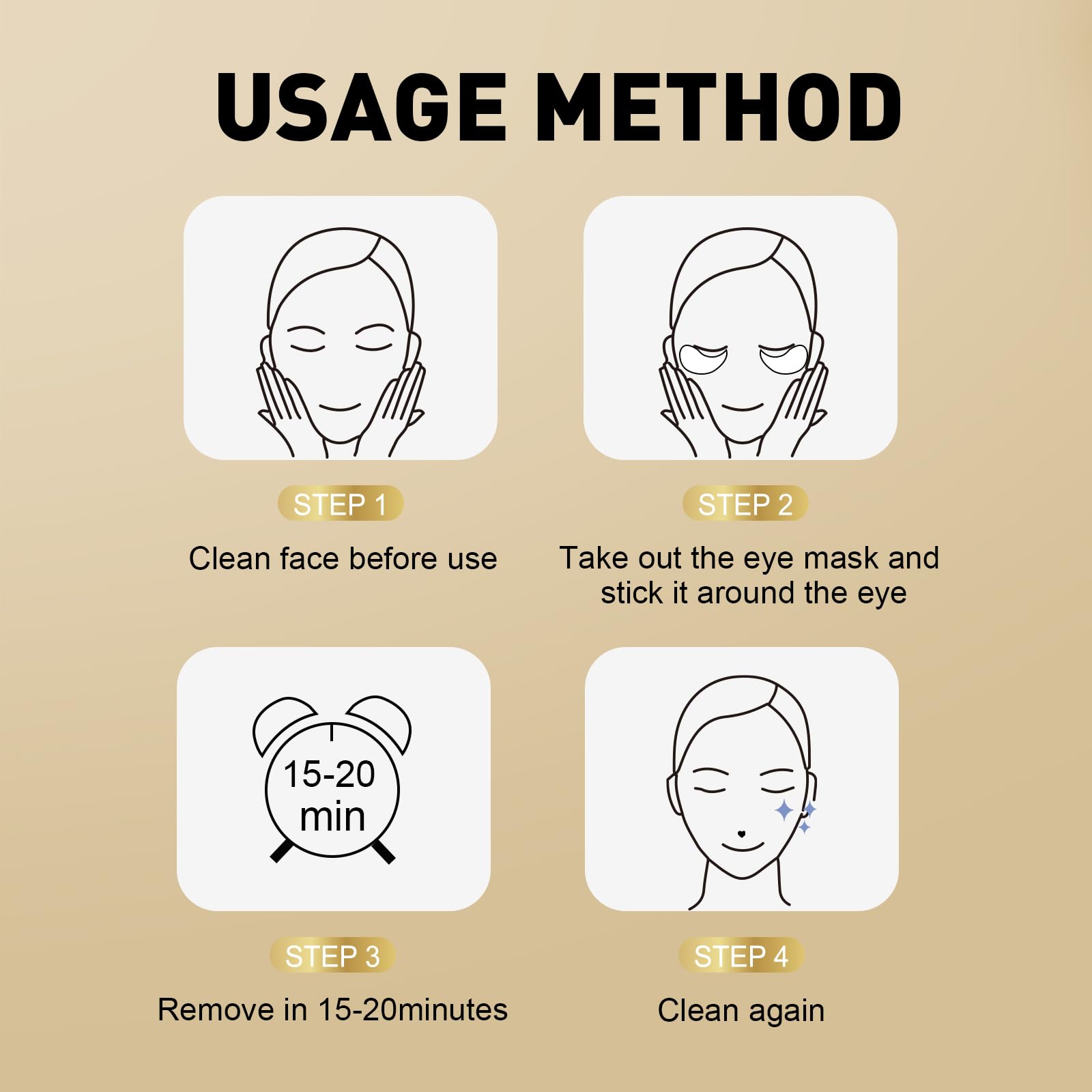CHMI Under Eye Patches (50 Pairs) - 24K Gold Eye Patches for Puffy Eyes, Dark Circles, EyeBags and Wrinkles