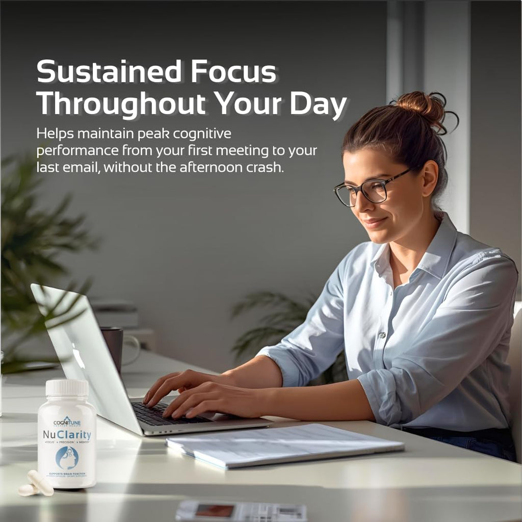 CogniTune NuClarity Brain Supplement for Memory and Focus - Caffeine-Free Nootropic for Mental Clarity Without Jitters - with Ginkgo Biloba, Bacopa Monnieri, Alpha-GPC for Cognitive Support CogniTune Au supplements