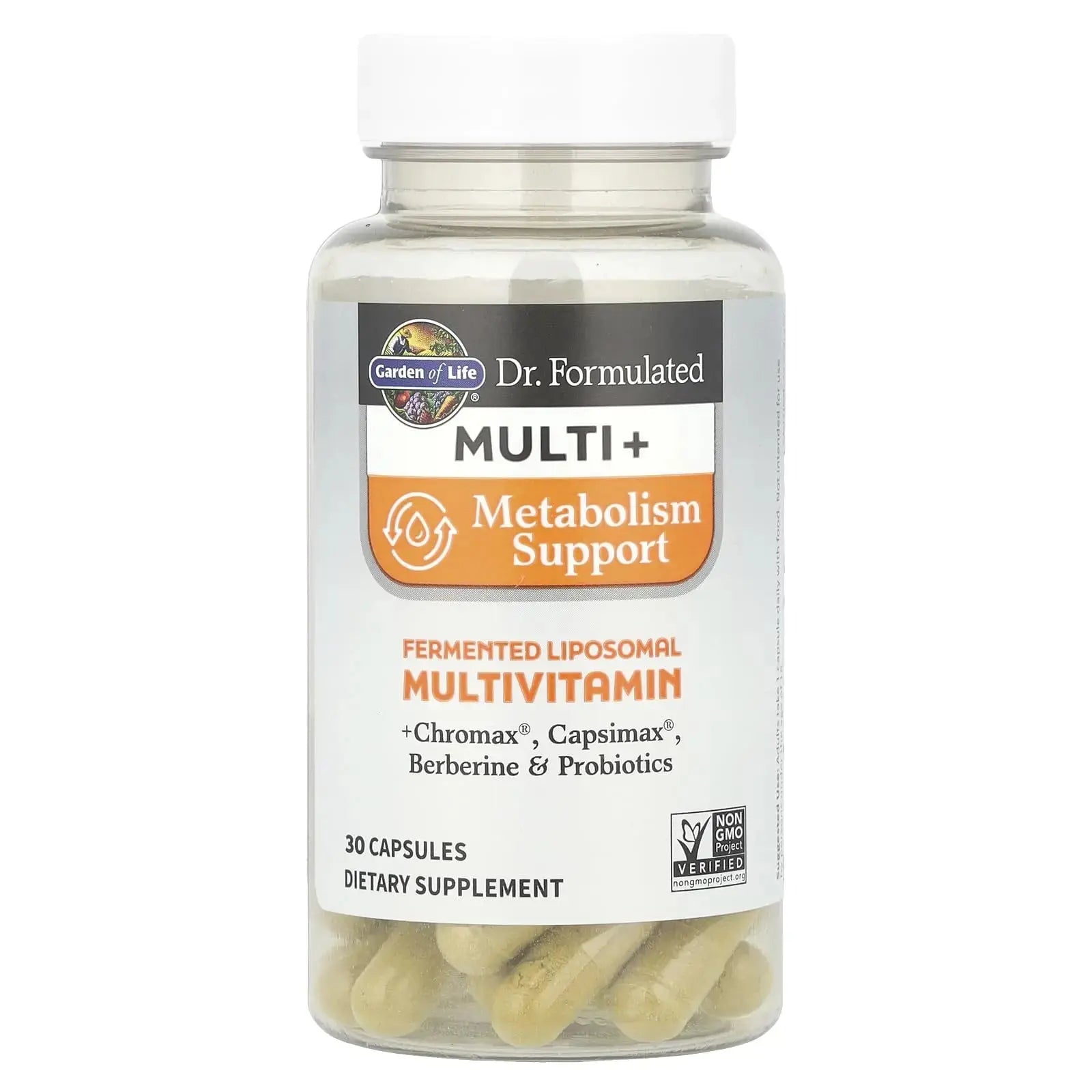 Garden of Life Dr. Formulated Multi+ Metabolism Support - Fermented Liposomal Multivitamin + Chromax, Capsimax, Berberine & Probiotics - 30 Capsules Garden of Life Au supplements