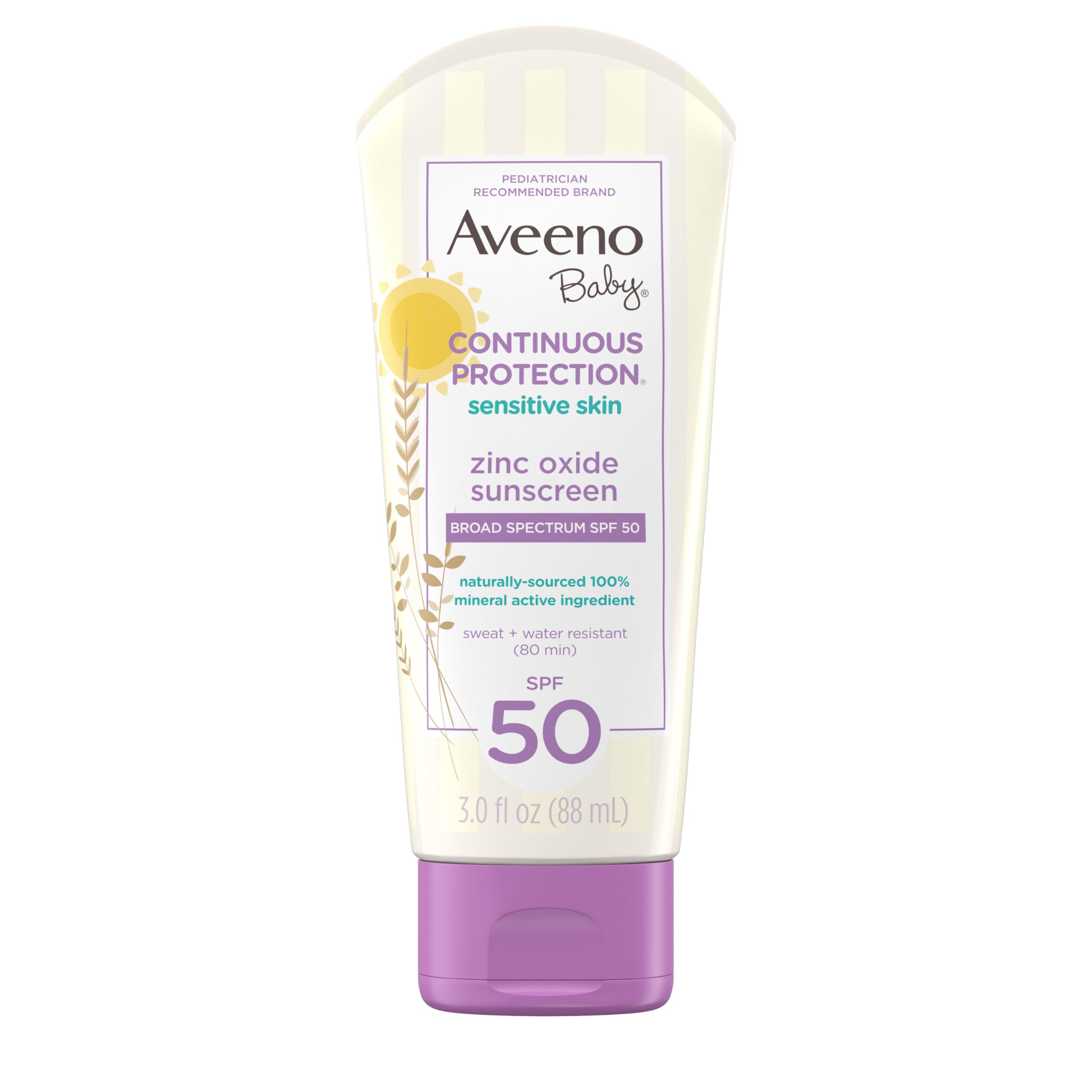 Aveeno Baby Continuous Protection Zinc Oxide Mineral Sunscreen Lotion for Sensitive Skin