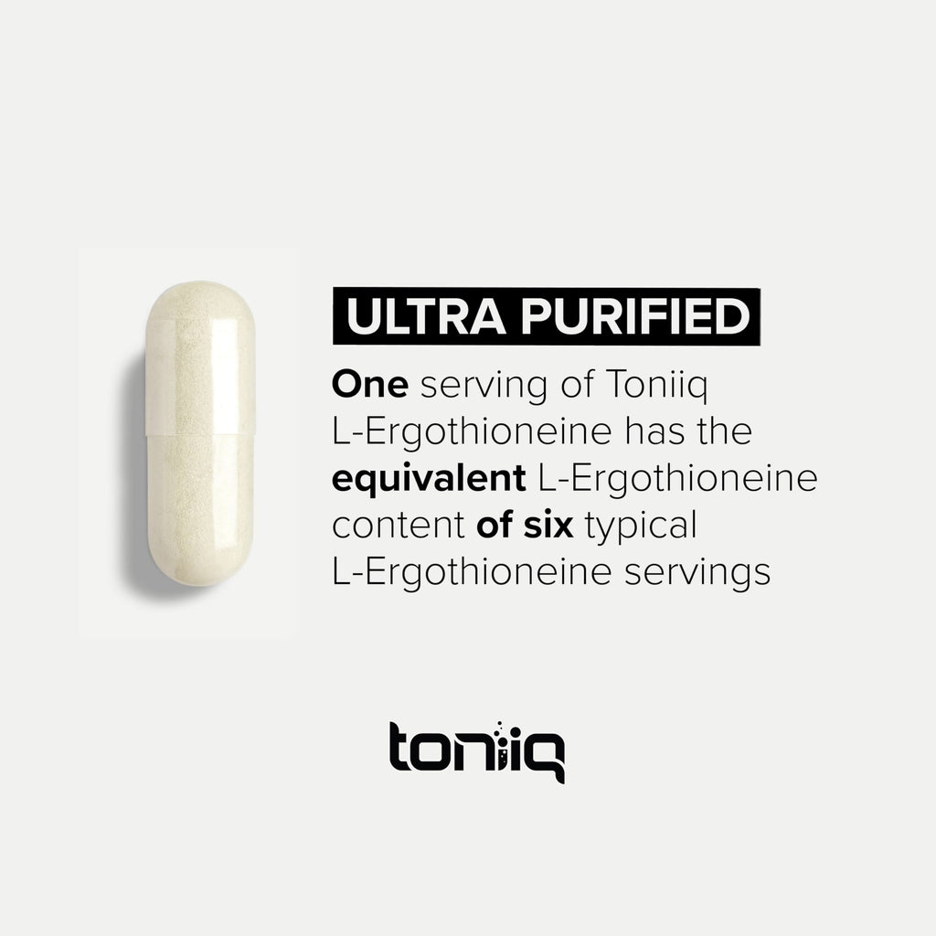 Ergothioneine with Clinically Studied MitoPrime® - High Potency 30mg with 98% Purity - Fermentation-Based L Ergothioneine Supplement - Longevity and Immune Support - Third-Party Tested, 90 Capsules Toniiq Au supplements