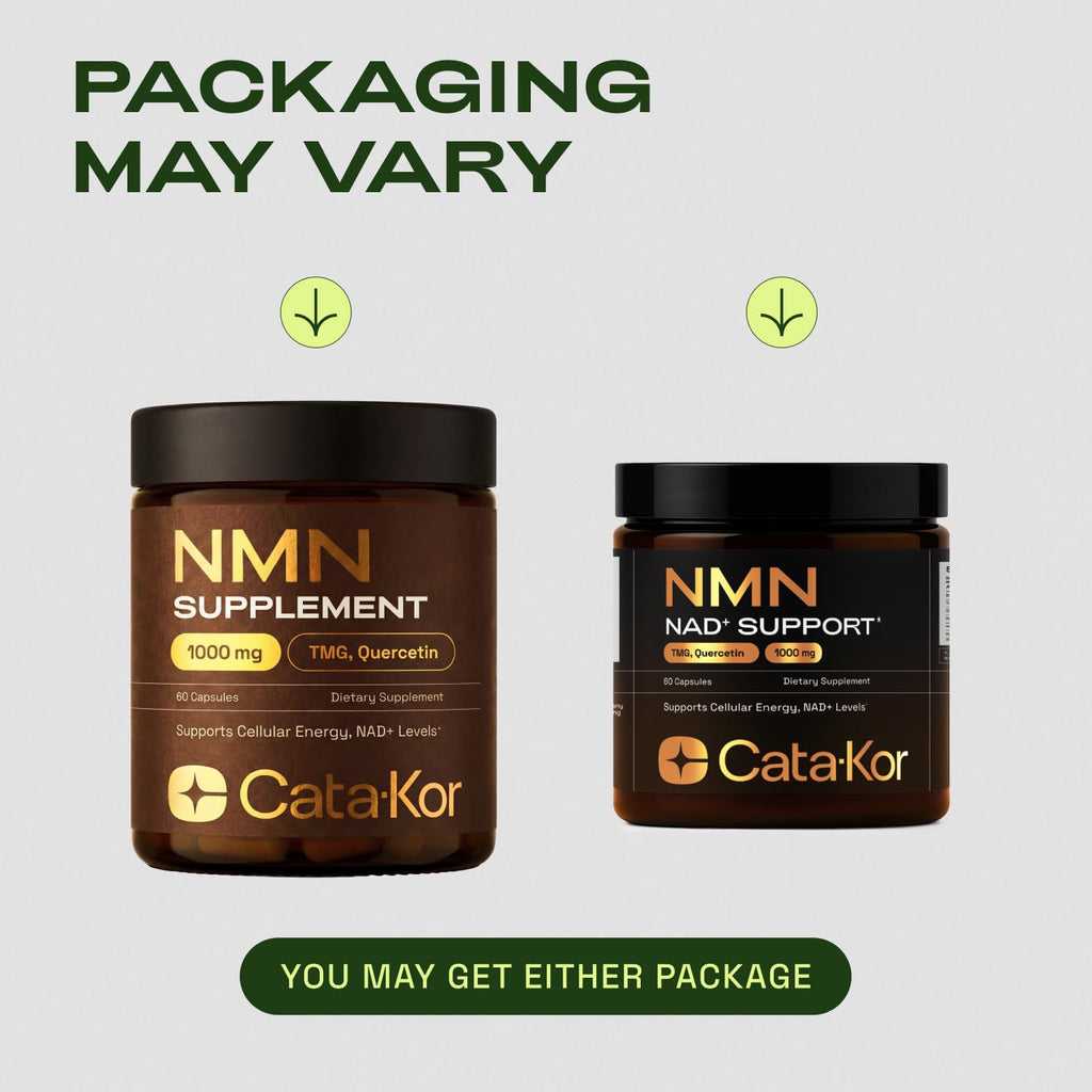 Cata-Kor NMN Supplement – 1000mg Per Serving NAD Resveratrol Supplement with Quercetin | TMG – NMNH Alternative – Supports Cellular Energy & NAD+ Level – 60 Capsules