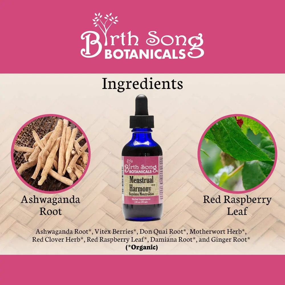 Birth Song Botanicals Menstrual Harmony Tincture, Herbal Period Symptom Support Birth Song Botanicals Au supplements