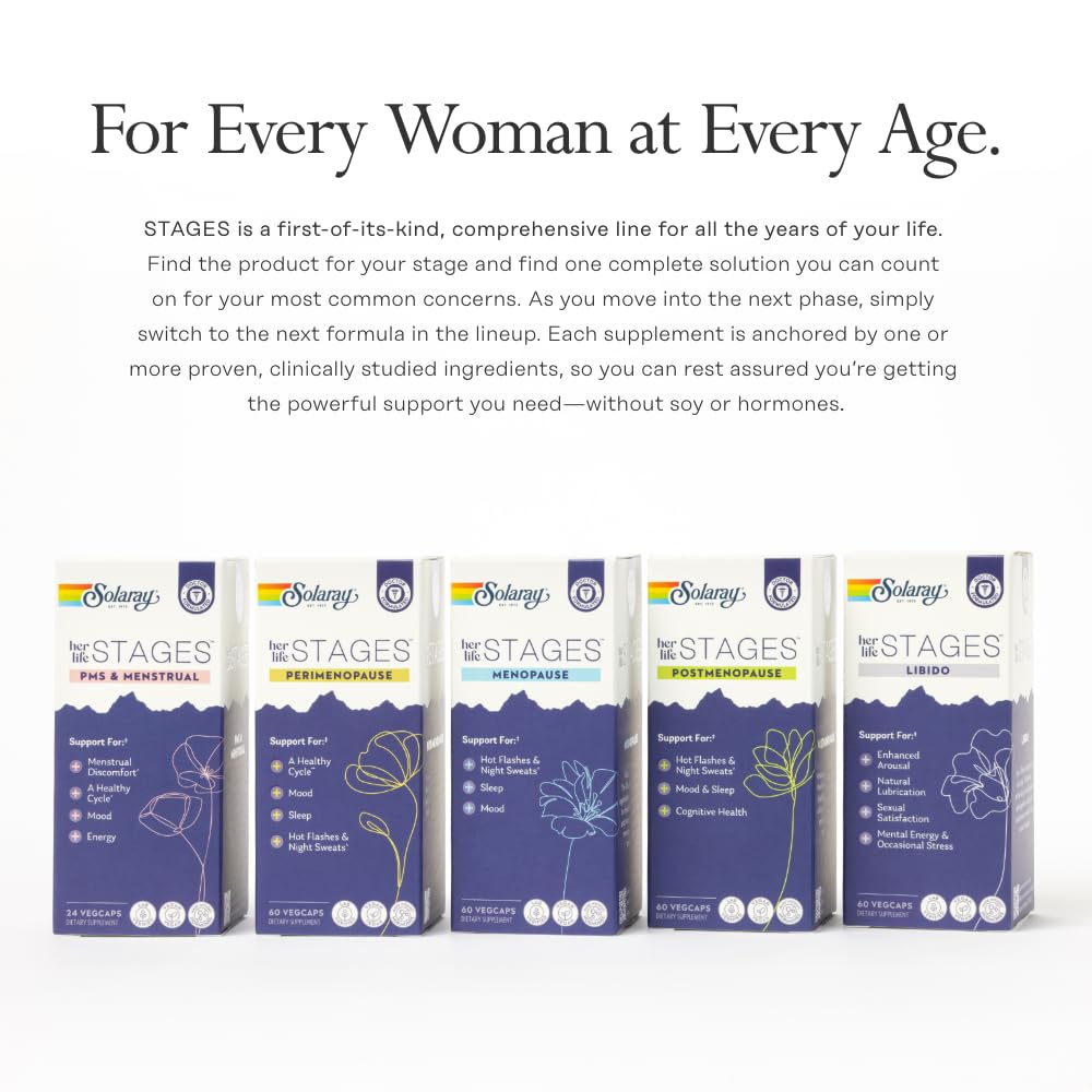 SOLARAY Menopause her Life Stages - Menopause Supplements for Women - Supports Mood, Sleep, Hot Flashes, Night Sweats - Vegan, Gluten Free - 60-Day Guarantee - 30 Servings, 60 VegCaps SOLARAY Au supplements