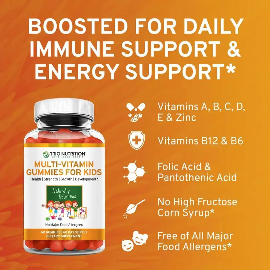 TRIO NUTRITION Premium Kids Multivitamin Gummies with Vitamin C & Zinc for Immune & Energy Support | TRIO NUTRITION Au supplements