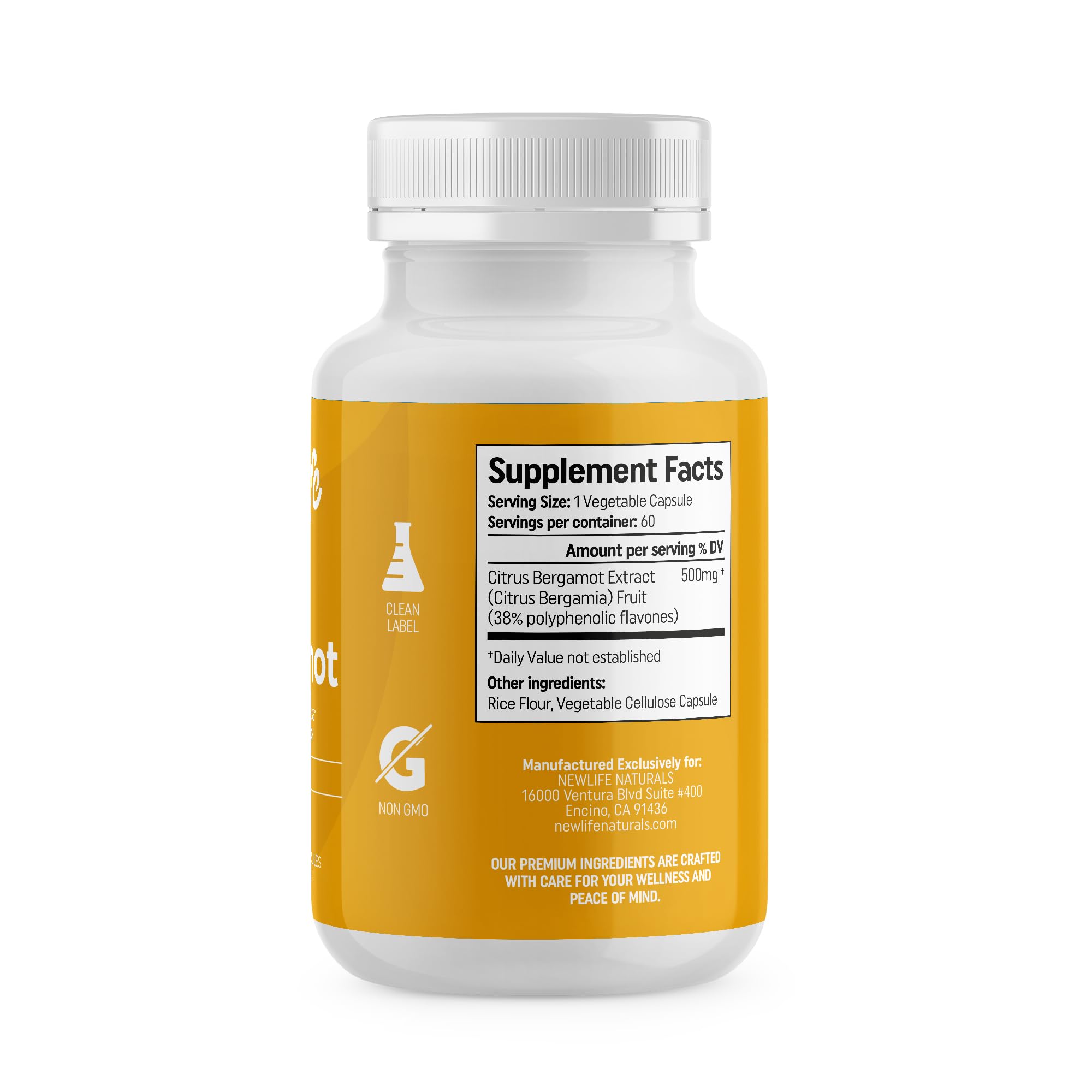 NewLife Naturals Citrus Bergamot Supplements 500 MG - Heart Health - Supplement for Wellness and Aging Support